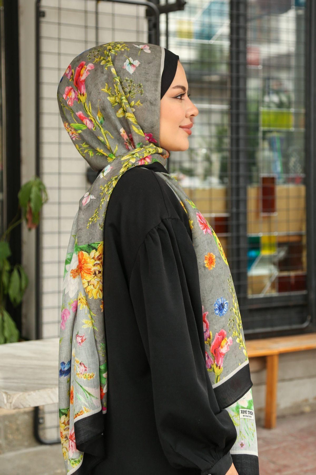 Hint İpek-Wool Cashmere Patterned Shawl Model - Yunkv02-02 4