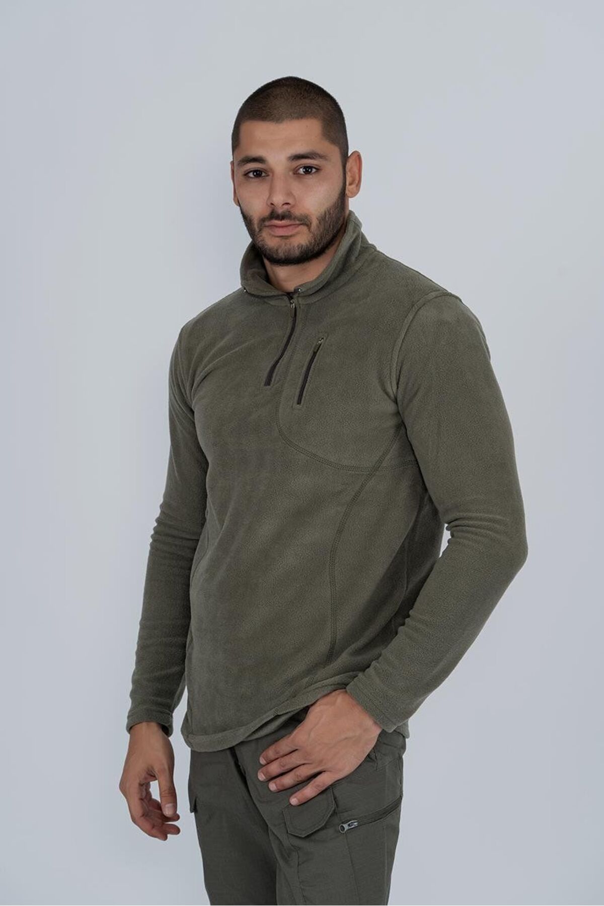 سویشرت تاکتیکی نیم زیپ Bikatex مدل Polar Anti-Polding Fit Stand Up Collar Fleece - 903-KHAKI - XL — خاکی 4B8PJEY8RM — تصویر 2 از 6