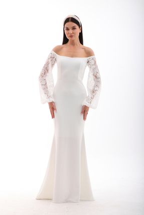 migi life Yerli krep kumaş likralı koordineli dantel detaylı balık elbise