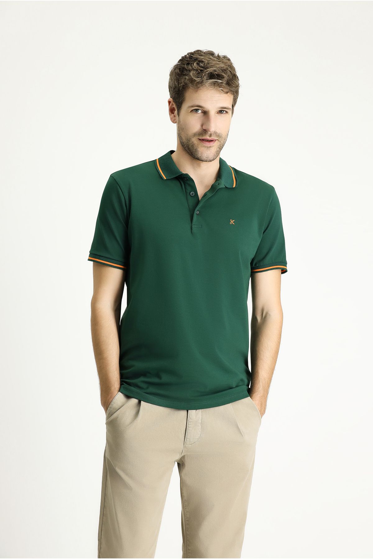 Kiğılı Polo Yaka Slim Fit Dar Kesim Nakışlı Süprem Pamuklu Tişört