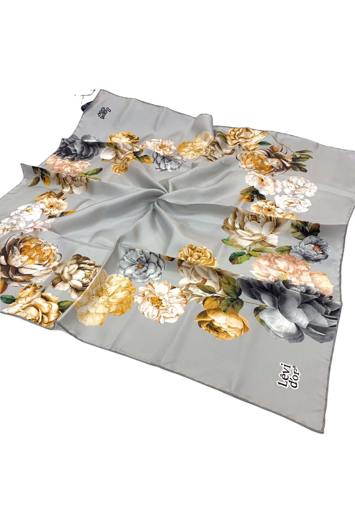 روسری خاکستری Twill Ipek اورجینال Levidor