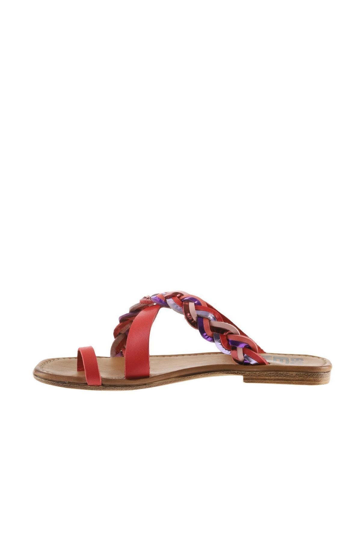 Bueno Shoes-Flip-flops de damă din piele roșie - 01wu3419 2