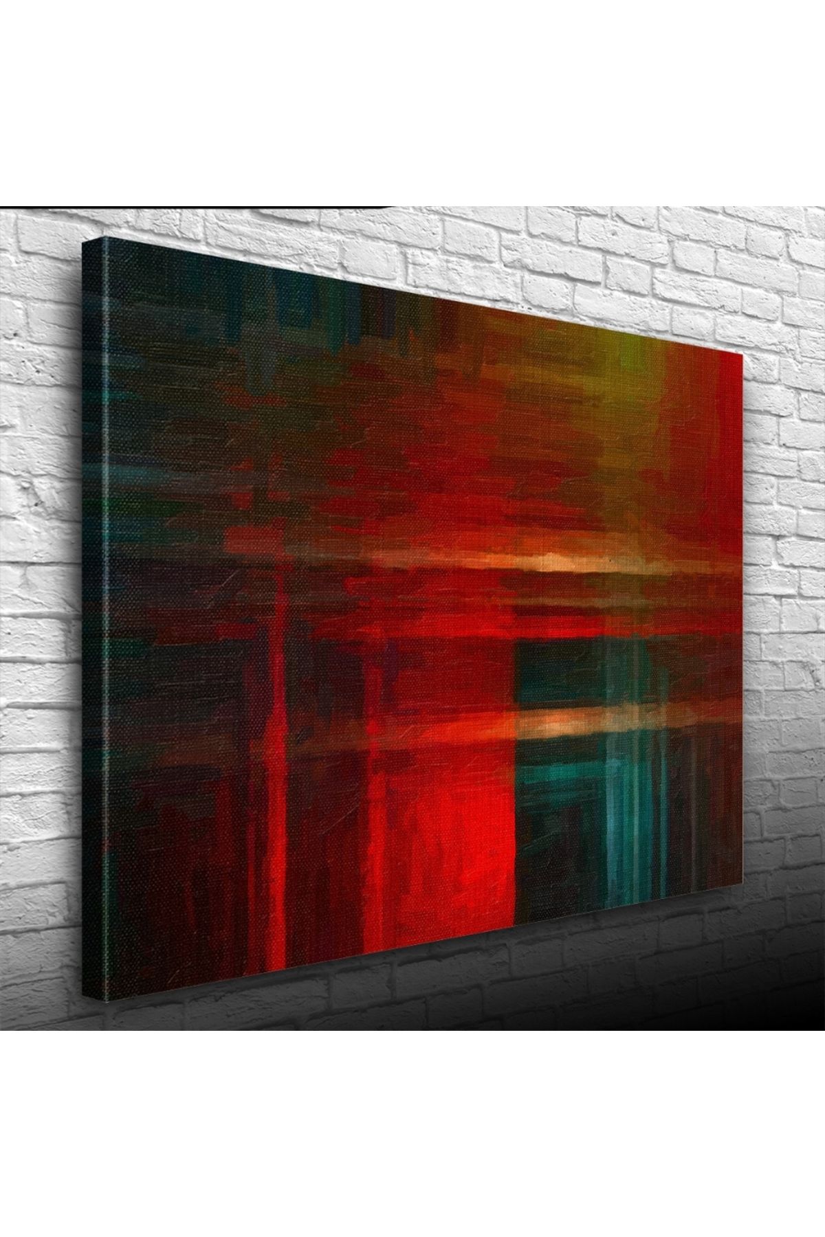 pazarella Kırmızı ve Lacivert Soyut Çalışma Kanvas Tablo 50 x 70