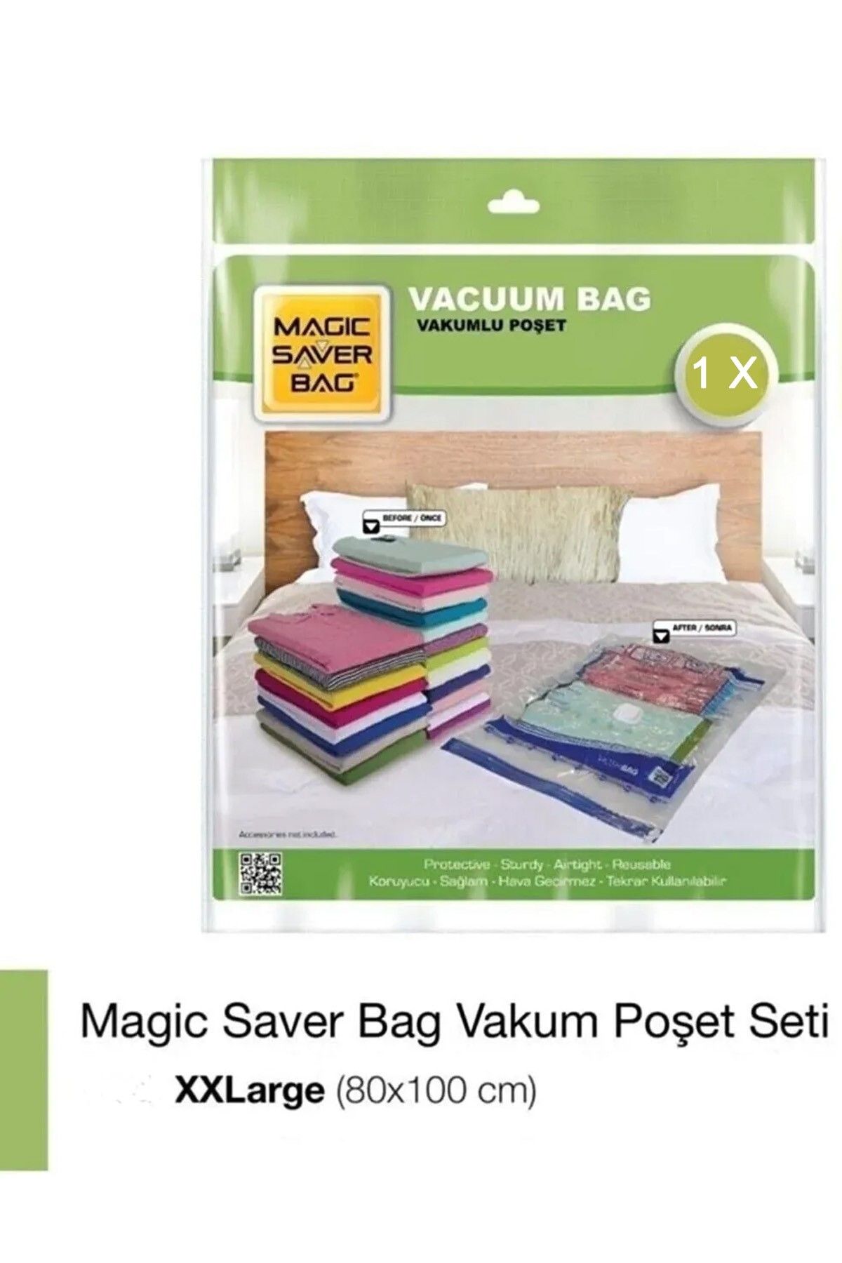 teknotrust Renkli XXL Boy Vakumlu Poşet 80x100 cm, Hurç ve Torba için ideal kullanım