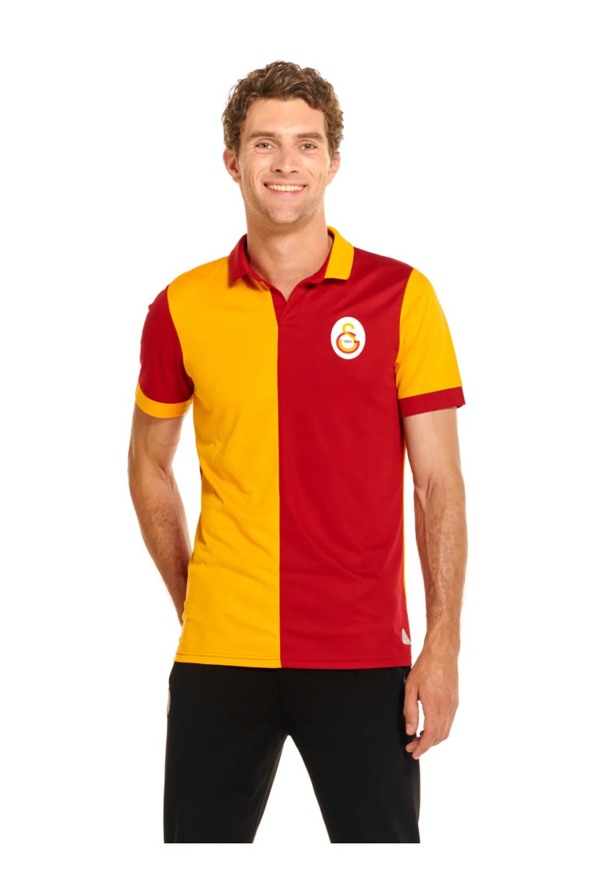 Lisanslı Unısex Match Day Polo Yaka Parçalı Sarı-Kırmızı T-shirt E212218