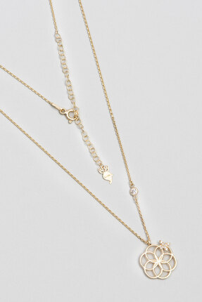 So Chic Yaşam Çiçeği 18 Ayar Sarı Altın Kaplama 47 Cm Gümüş Kolye