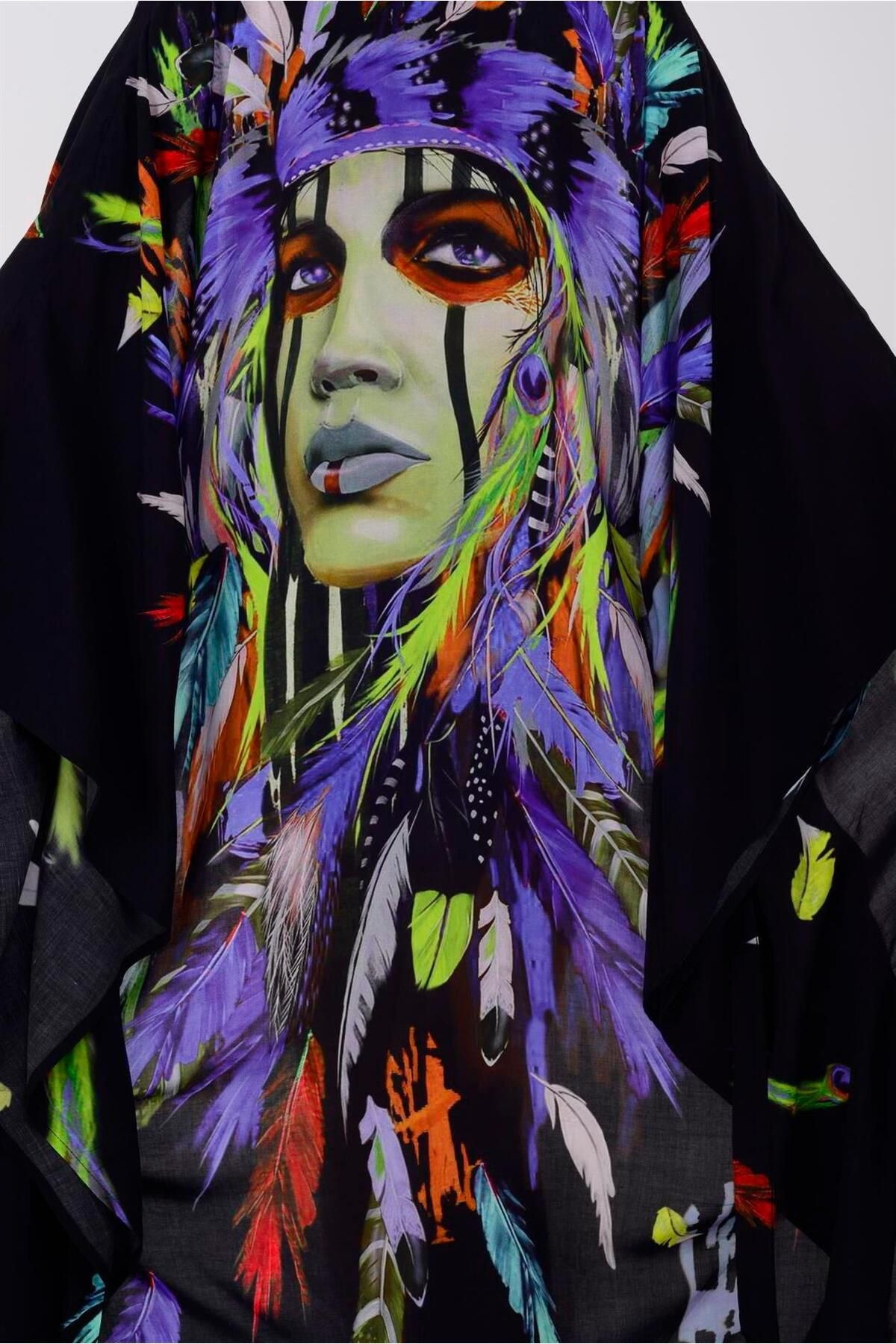 Bohem Stil-SPECIAL DESIGN ASTEK PRINTED BOHO KIMONO - KAFTAN 2