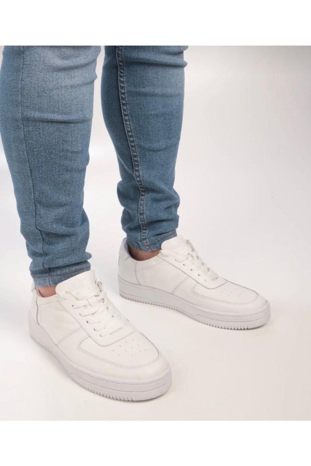 Evojean White Air Model - Pantofi Sport Casual, Pantofi Din Piele Naturală Femeie - 40