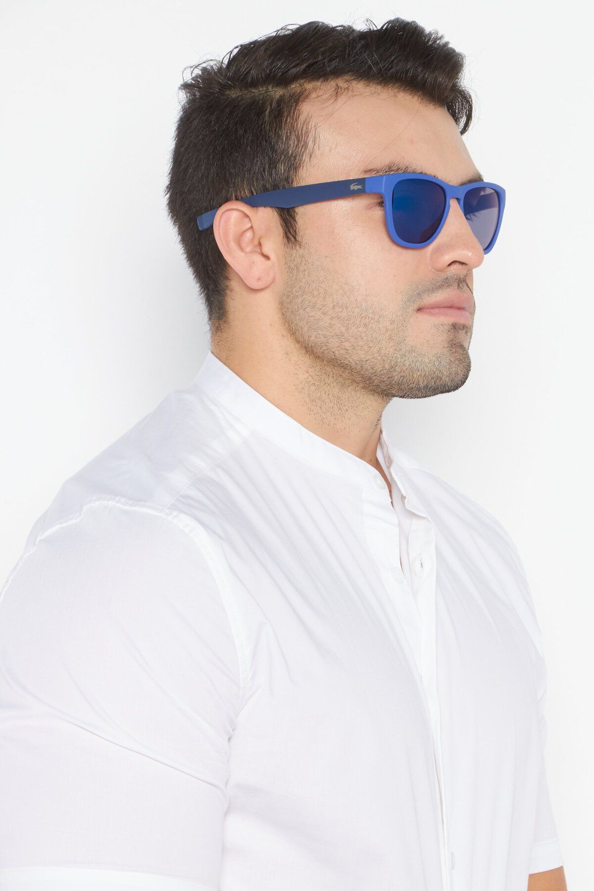 Lacoste-نظارة شمسية مربعة للرجال L776S، أزرق غير لامع 2