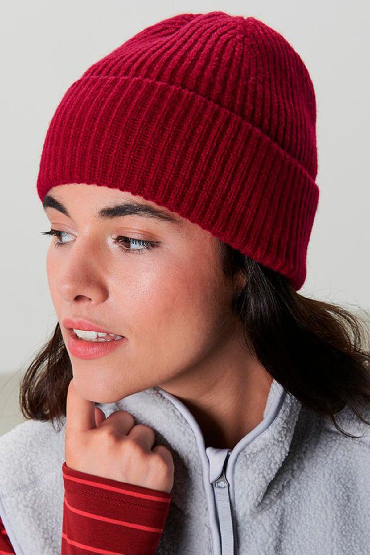 Tchibo-Women Knitted Bennie, Maroon 1