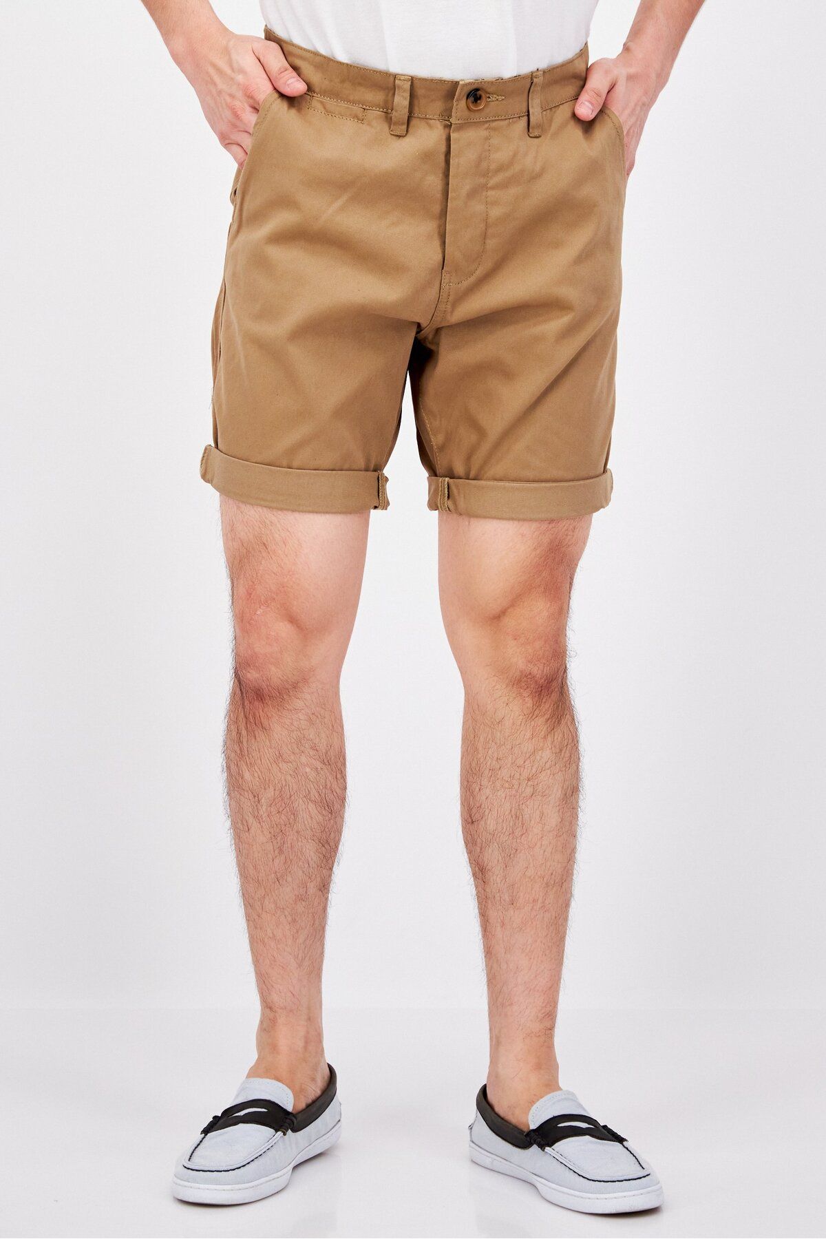 Threadbare-Men Regular Fit Solid Basic Short, Tan 1