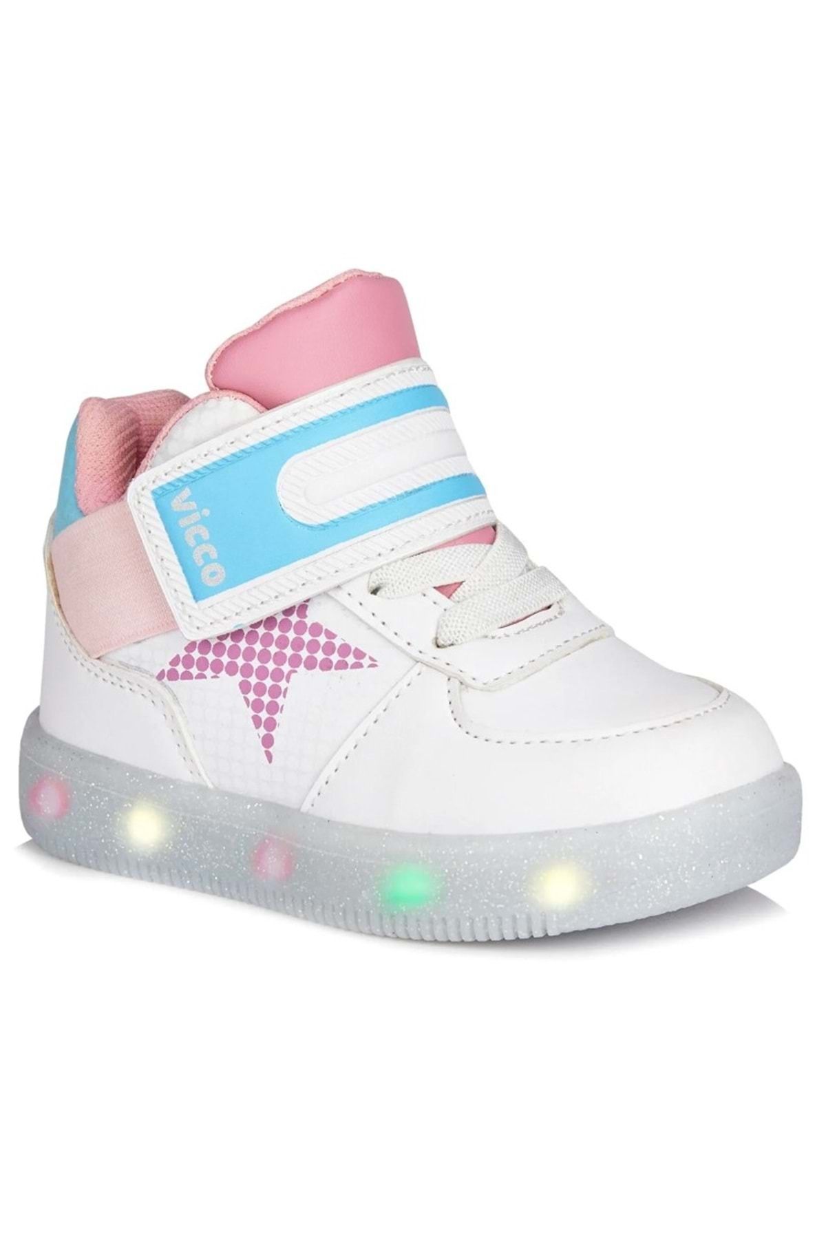 Kids Club Shoes-Vicco Magic Orthopedic Lighted Children's Sports Shoes - WHITE-PINK 3