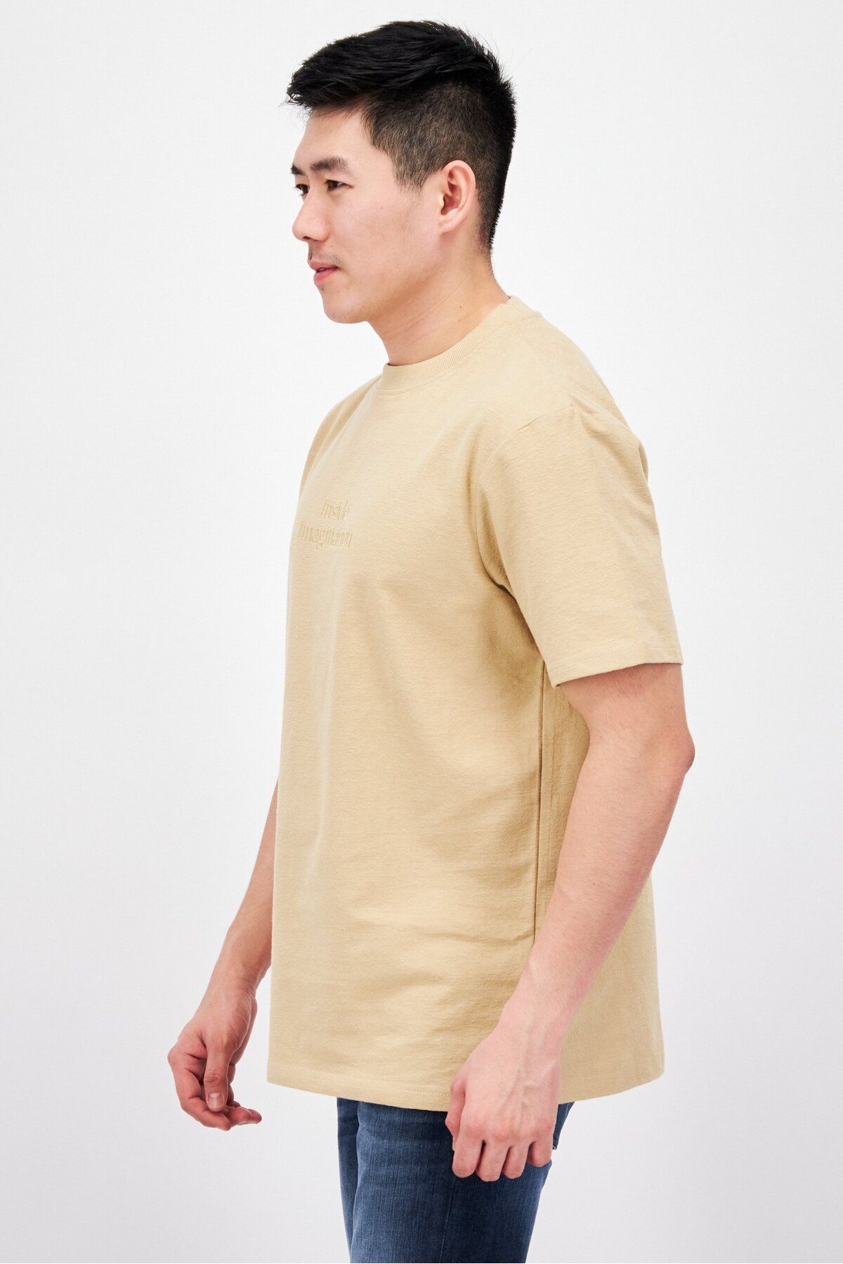 Threadbare-Men Crew Neck Short Sleeve Embroidered T-Shirt, Beige 4