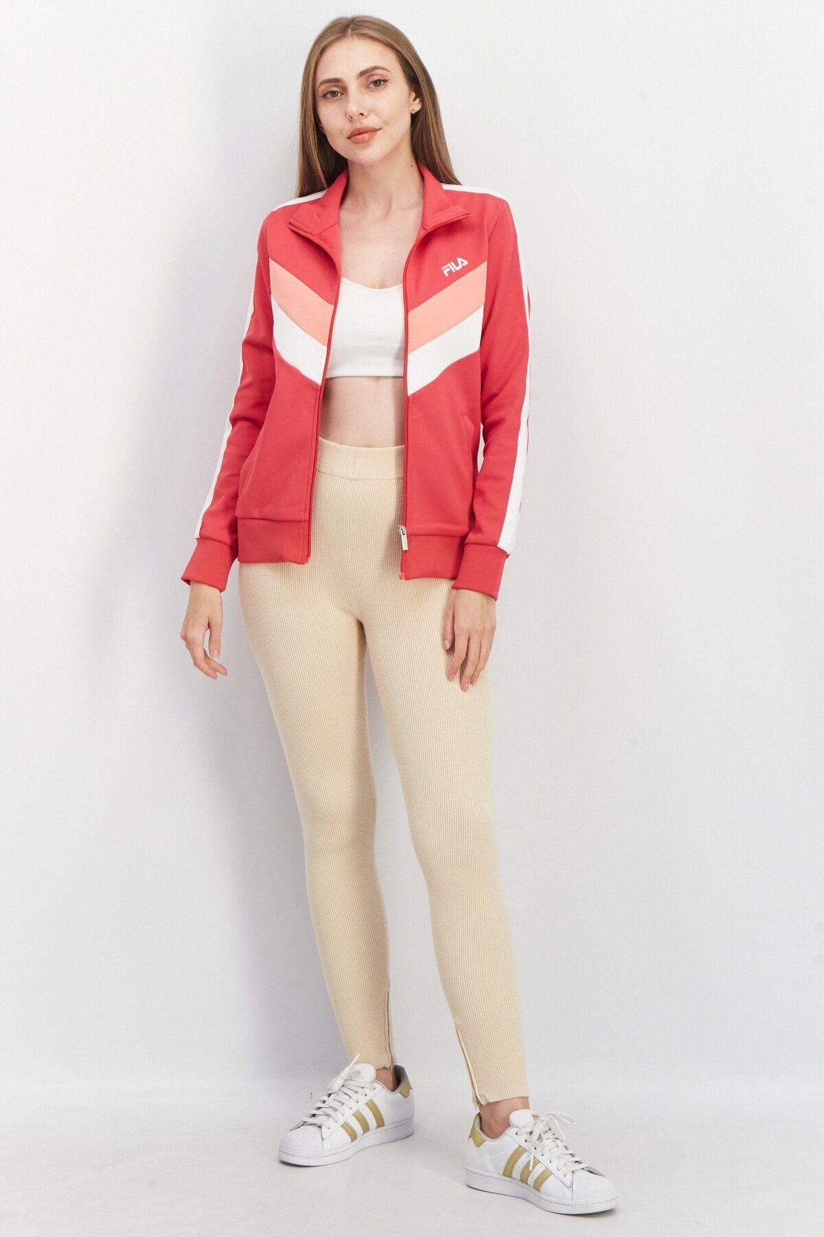 Fila-Women Sportswear Fit Long Sleeve Full Zipper Training Jacket, Pink Combo 4
