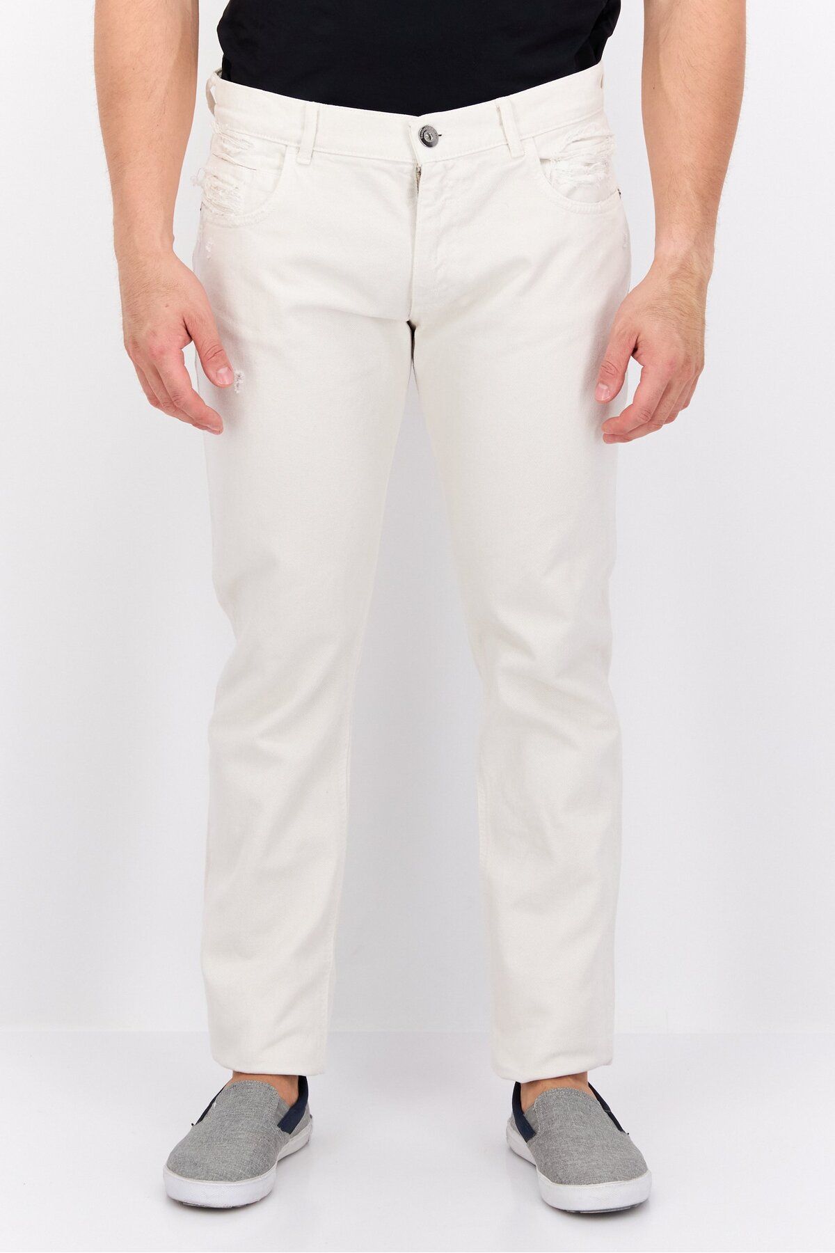 Trussardi Jeans-Men Skinny Fit Ripped Denim Jeans, White 1