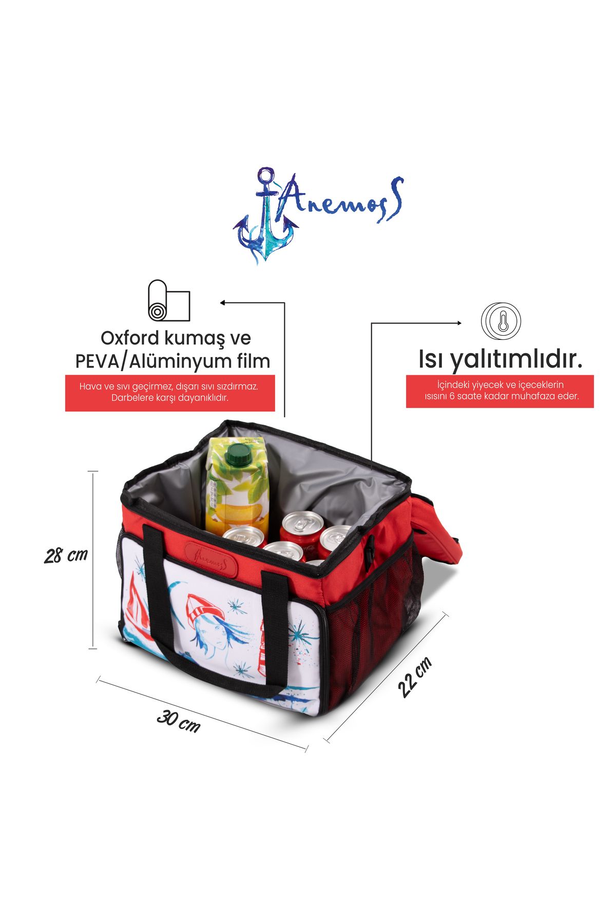 ANEMOSS-Leuchtturm-Mädchen Isolierte Rote Tasche 5