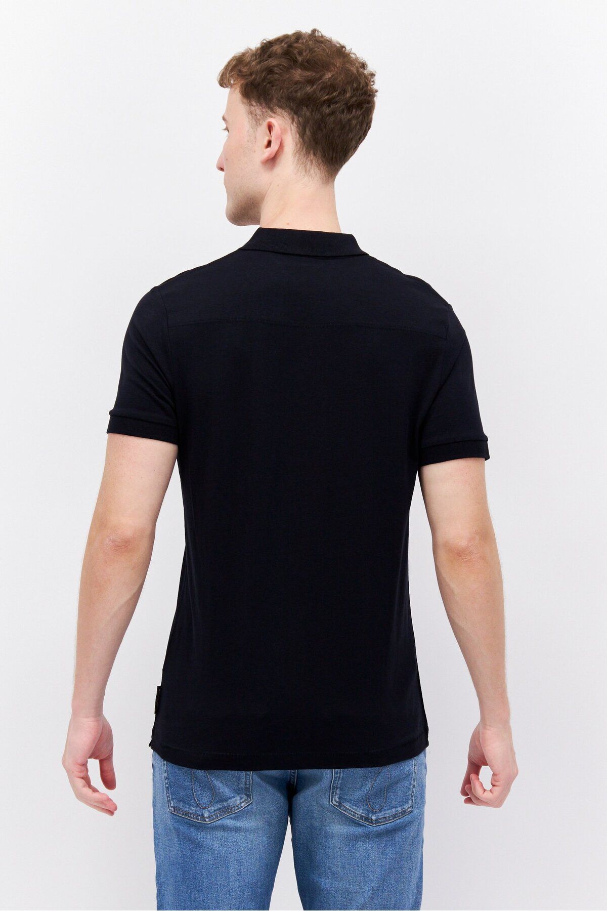 French Connection-Men Regular Fit Brand Logo Short Sleeves Polo, Black 4