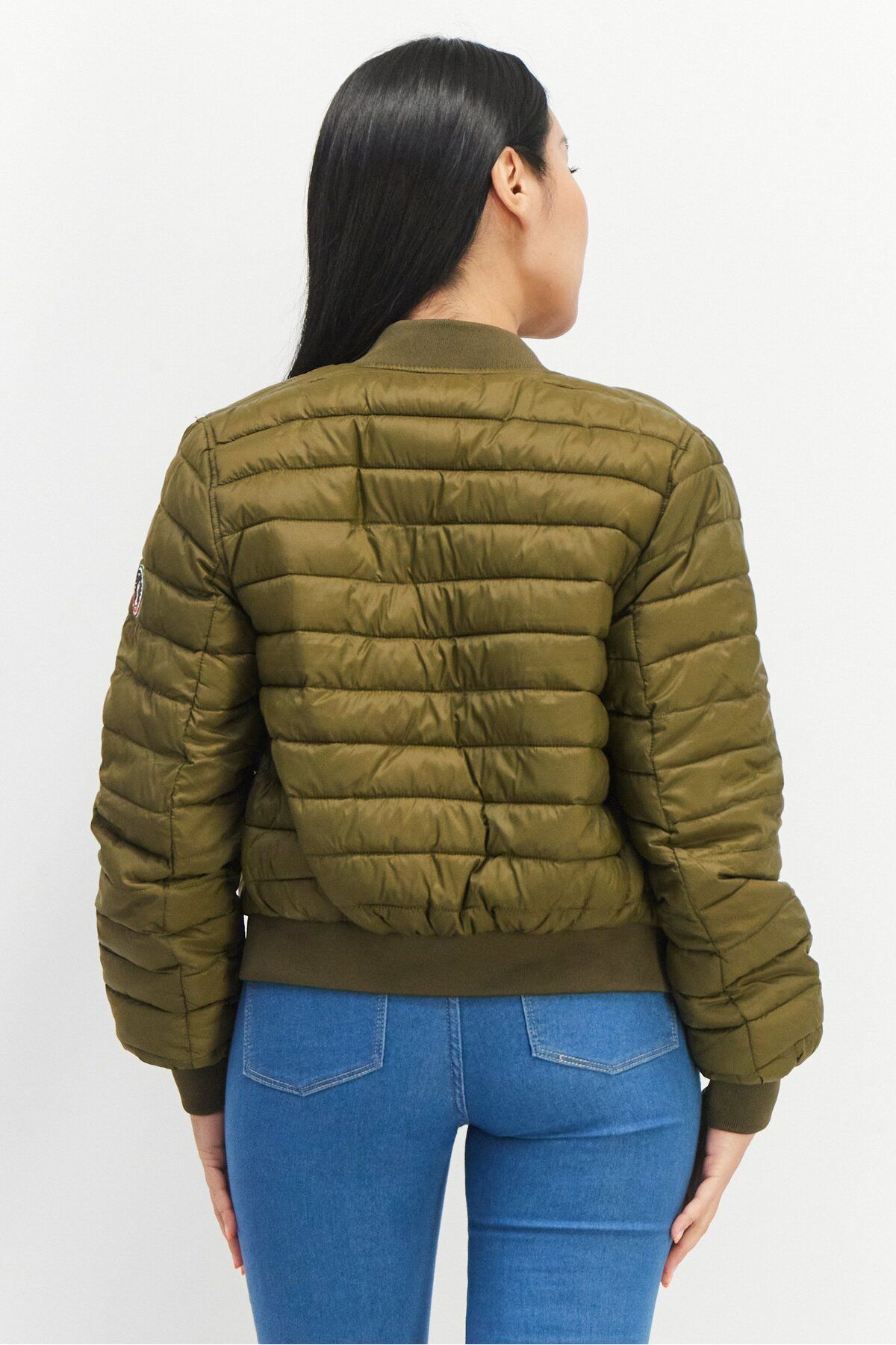 Don't Call Me Jennyfer-Women Quilted Puffer Jacket, Olive 3