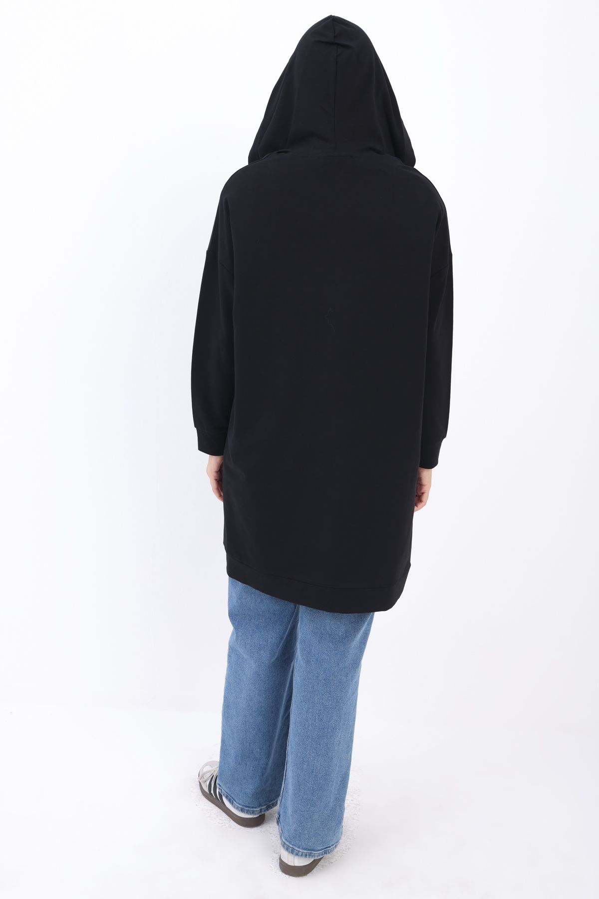 ALLDAY-Black Hooded Zippered Sweat Cardigan 4