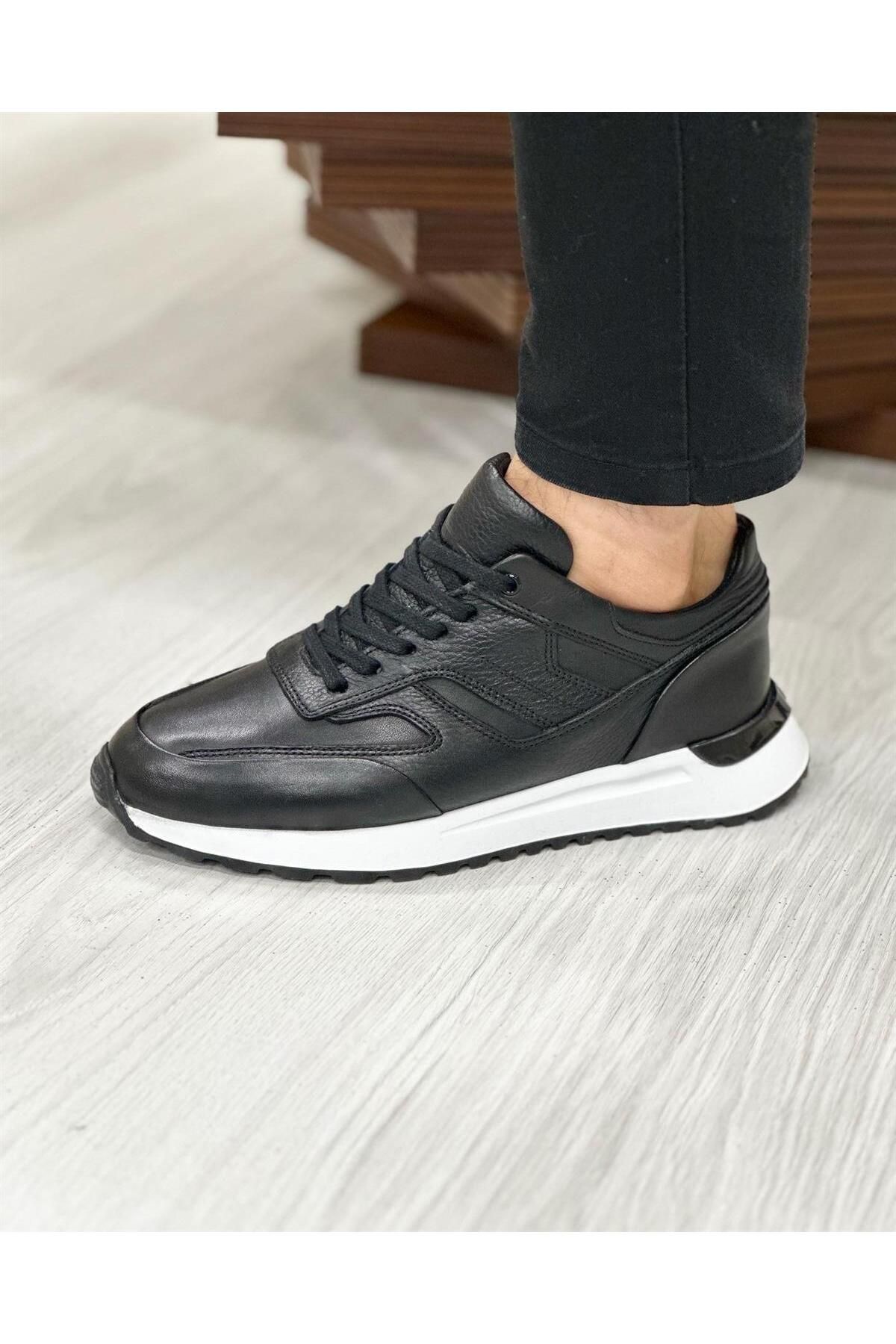 اسنیکر مشکی مردانه سیاه آرت 5634 کفش ورزشی چرمی ByItallanoshoes