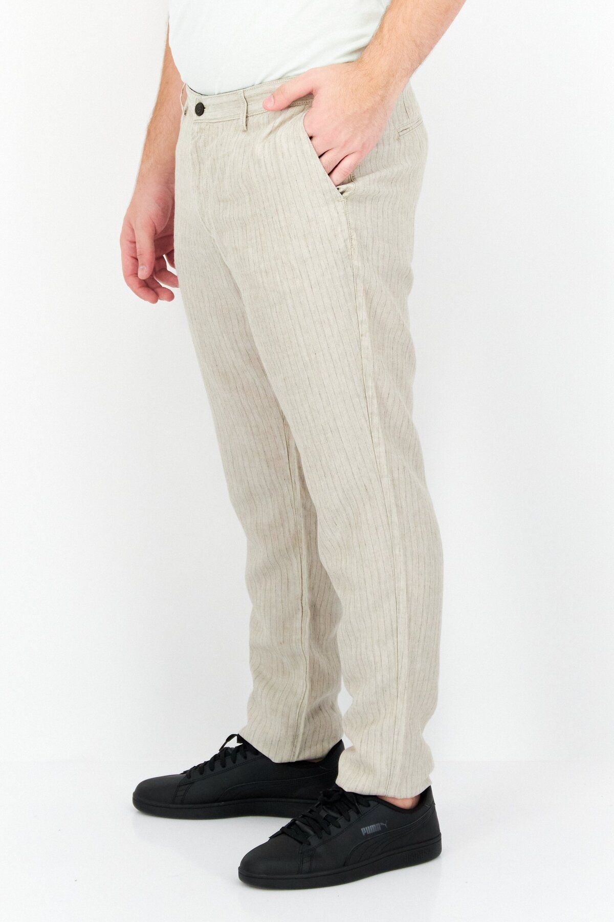 Trussardi Jeans-Men Regular Fit Stripe Chino Pants, Beige 4