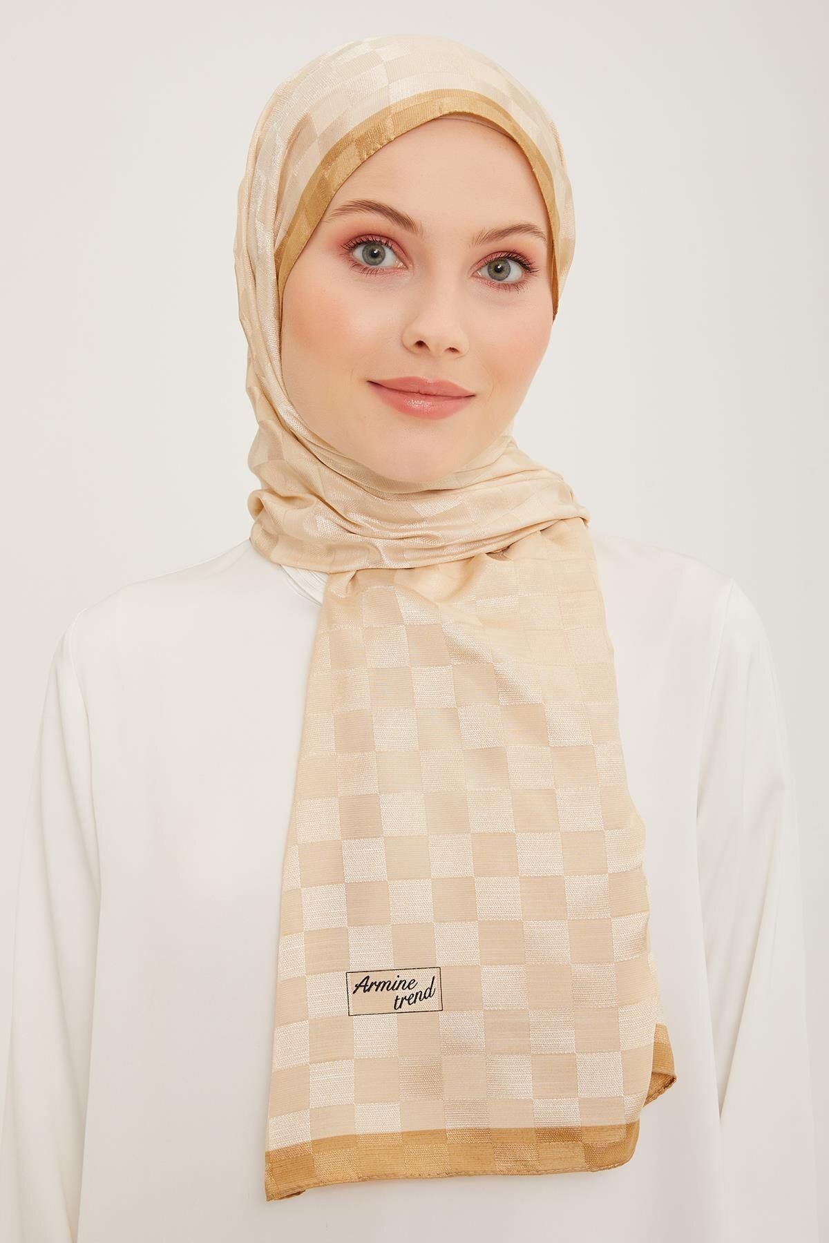 Armine-Trend Janjan Shawl - Checkerboard - Gold 52 1