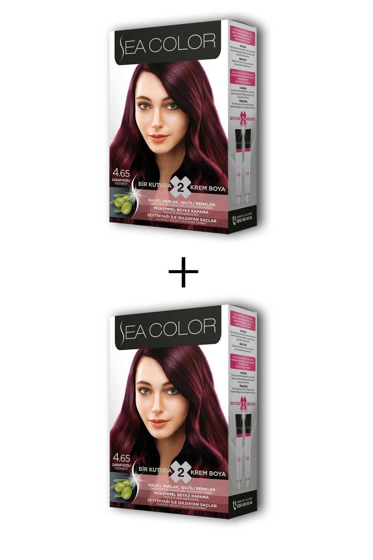 Sea Color 2X2 Tüp Krem Saç Boyası Seti Şarap Kızılı No:4.65