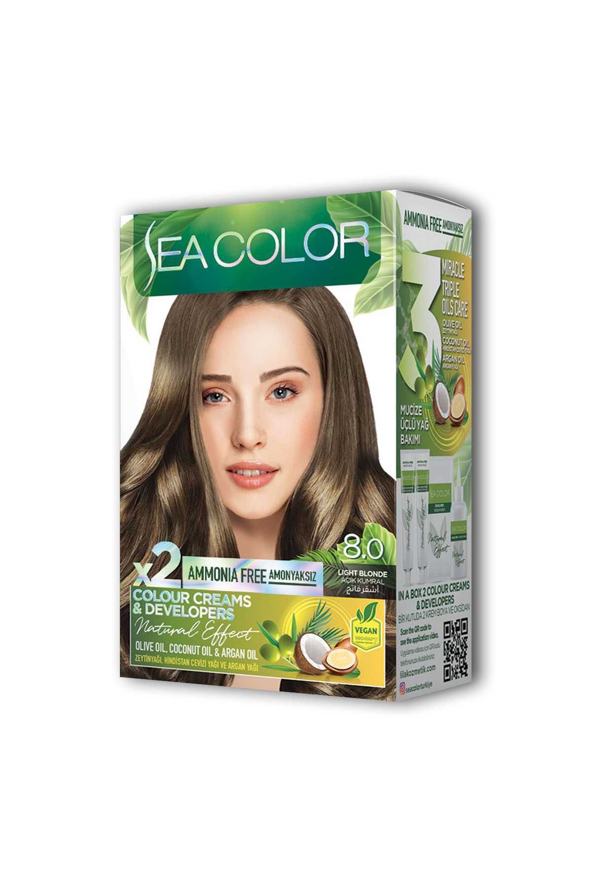 Sea Color 2 Tüp Krem Saç Boyası Seti Açık Kumral No:8.0
