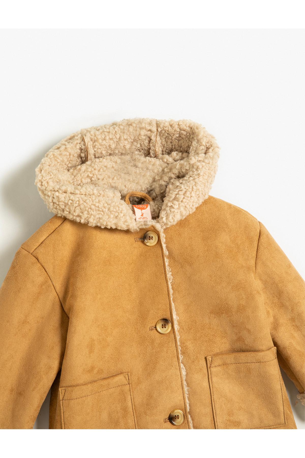 Koton Kapşonlu Süet Görünümlü Mont Peluş Astarlı Cep Detaylı fotoğrafı 4 (önizleme)