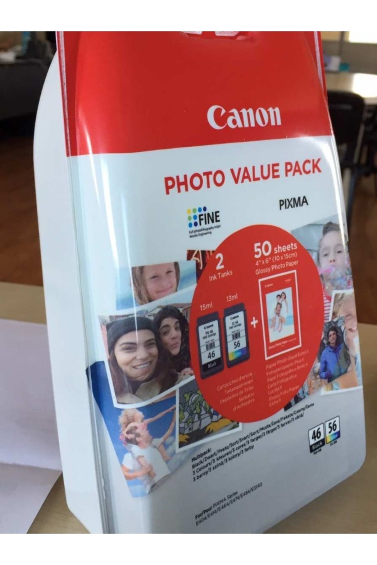 Canon Pg-46 Cl-56 Multipack 2'li Mürekkep Kartuş 50 Adet 10x15 Fotoğraf Kağıdı Hediyeli