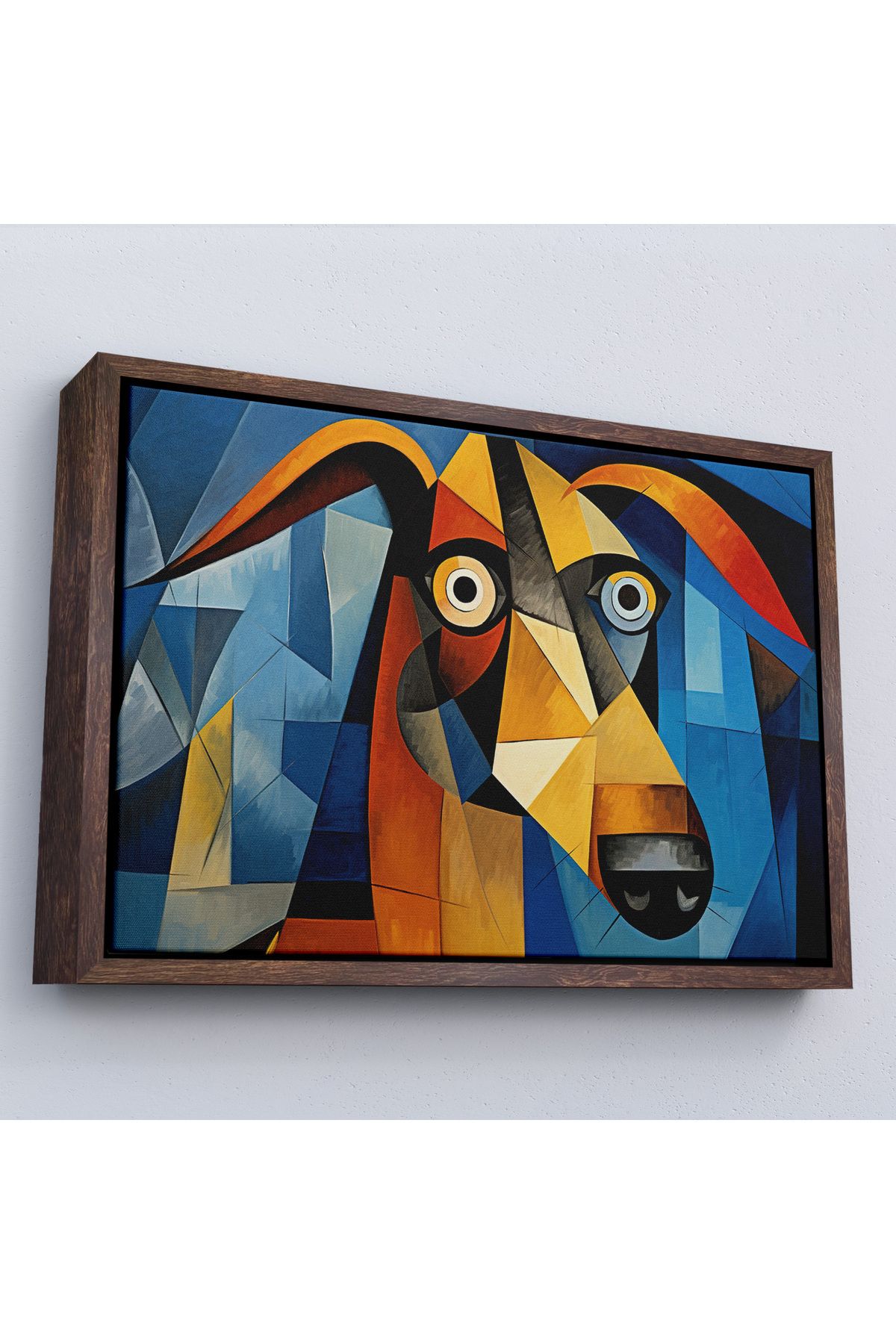 Atik Tasarım Çerçeveli Pablo Picasso Tarzında Soyut Köpek Tablosu-7212