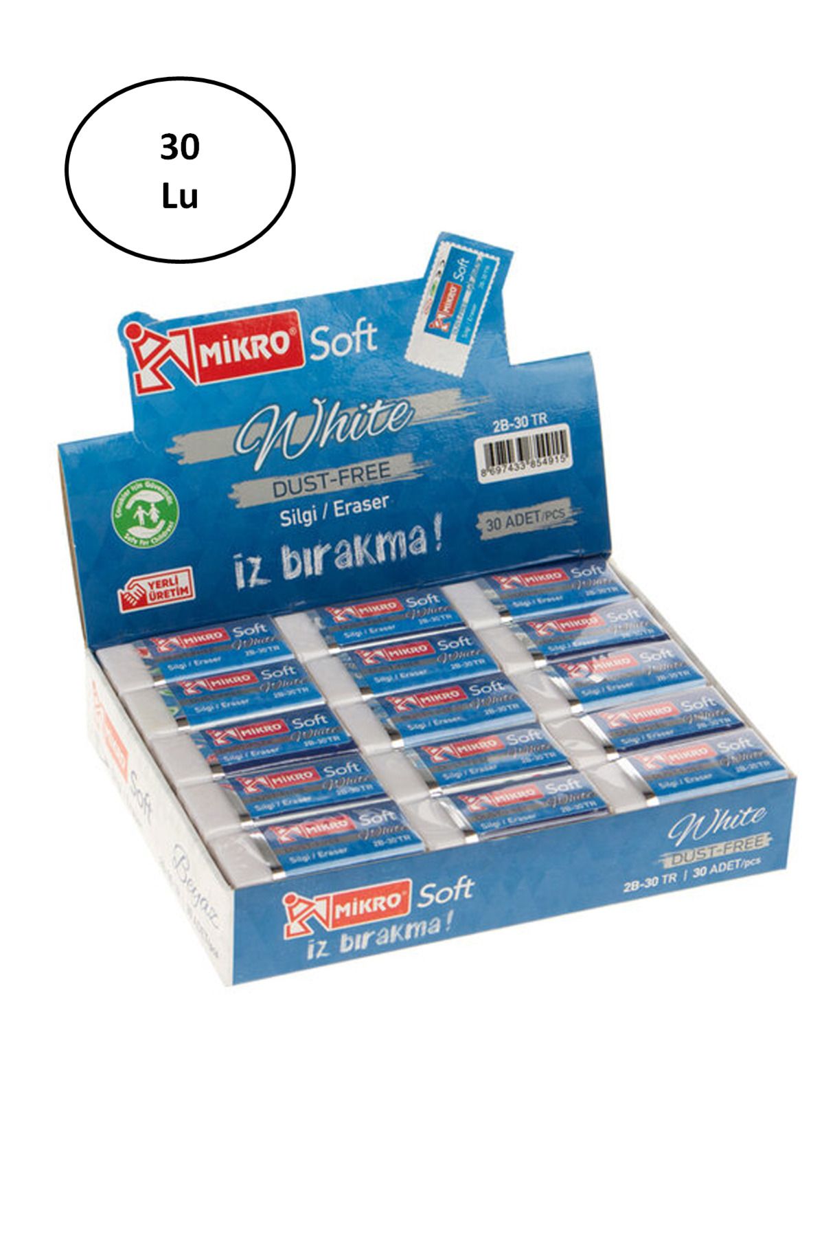 Angoravi Mikro Silgi Soft 2B-30Tr Beyaz Soft 2B30Tr 30'lu
