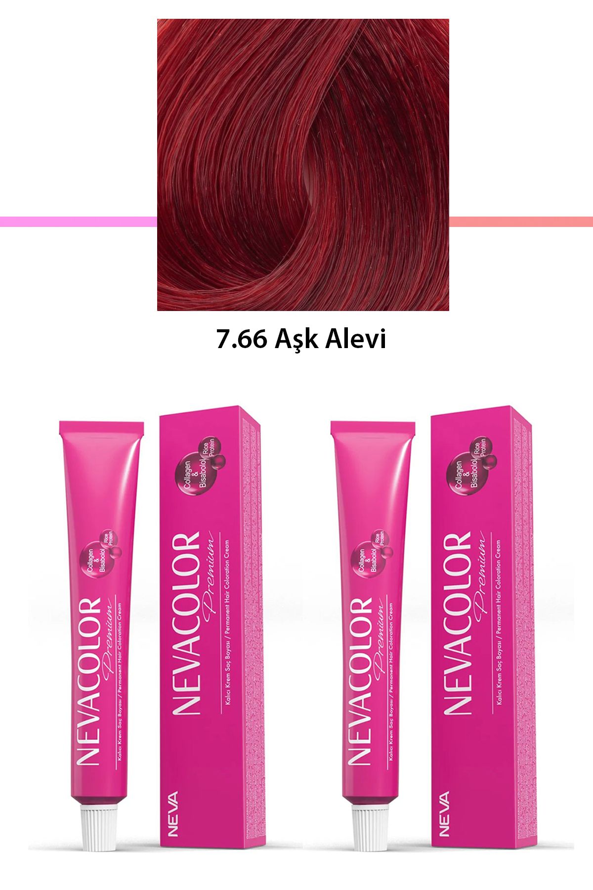 Neva Color 2 li Set Premium 7.66 Aşk Alevi - Kalıcı Krem Saç Boyası 2 X 50 g Tüp