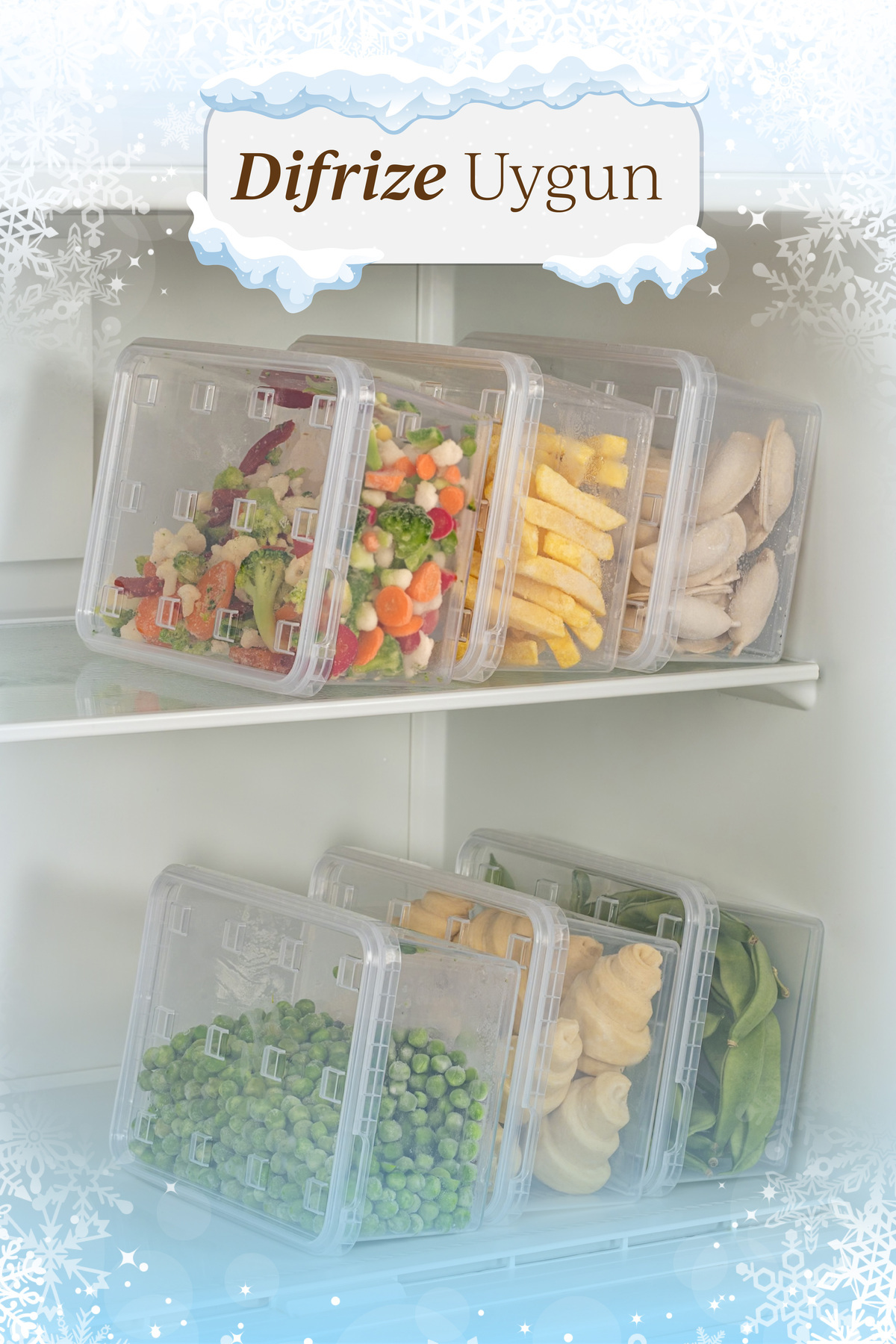 Vienev-Clear 4-Piece 1.5 Liter Block Refrigerator and Deep Freezer Leak-Proof Storage Set 6