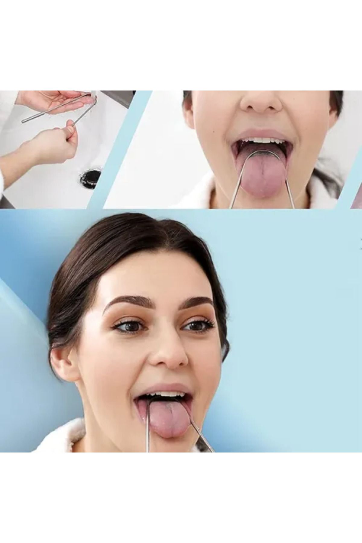 COLLECTİON Hijyenik Metal Dil Temizleme Aparatı Fırçası Dil Sıyırıcı Ayurveda Yoga Dil Kazıma Çubuğu
