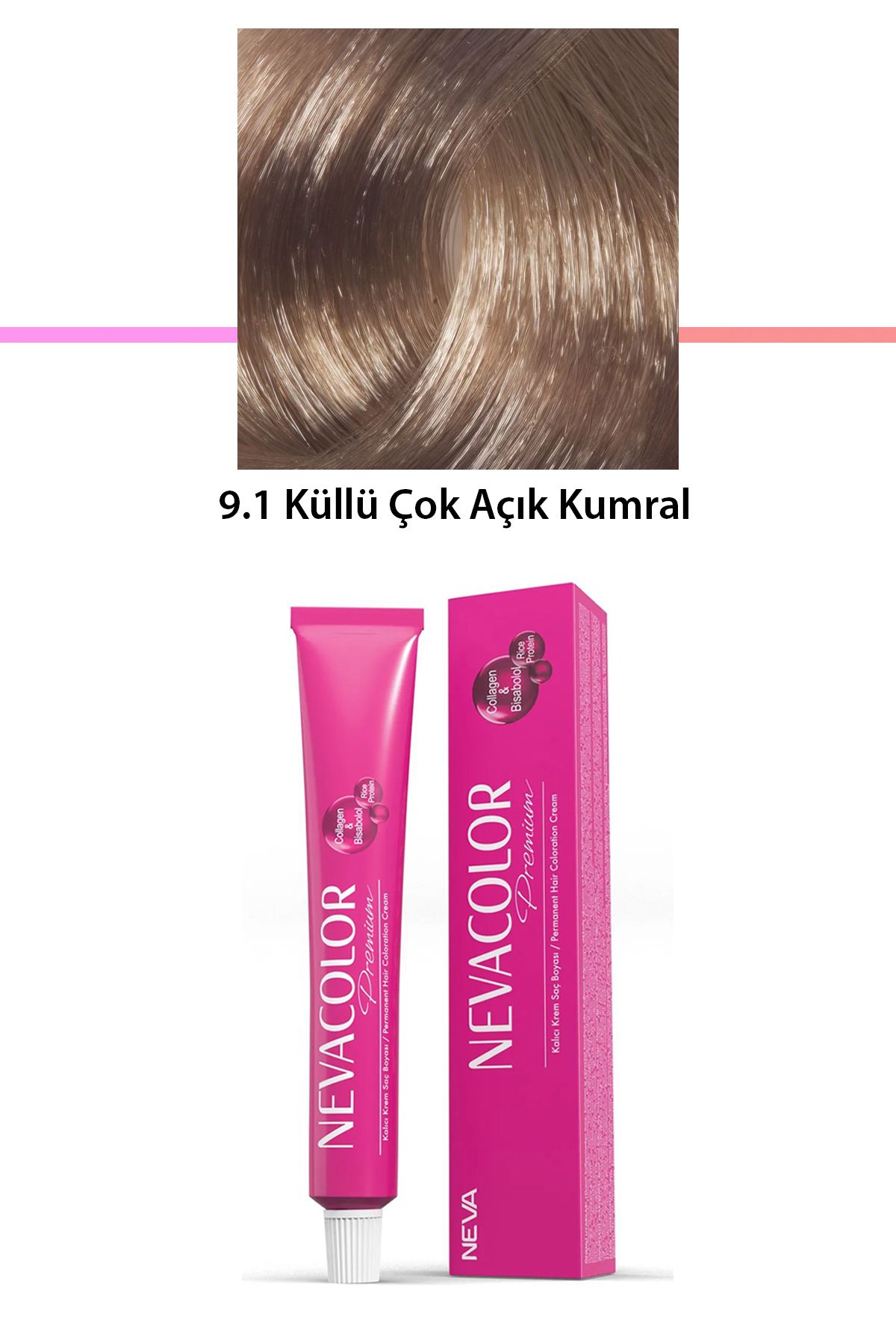 Neva Color Premium 9.1 Küllü Çok Açık Kumral - Kalıcı Krem Saç Boyası 50 g Tüp