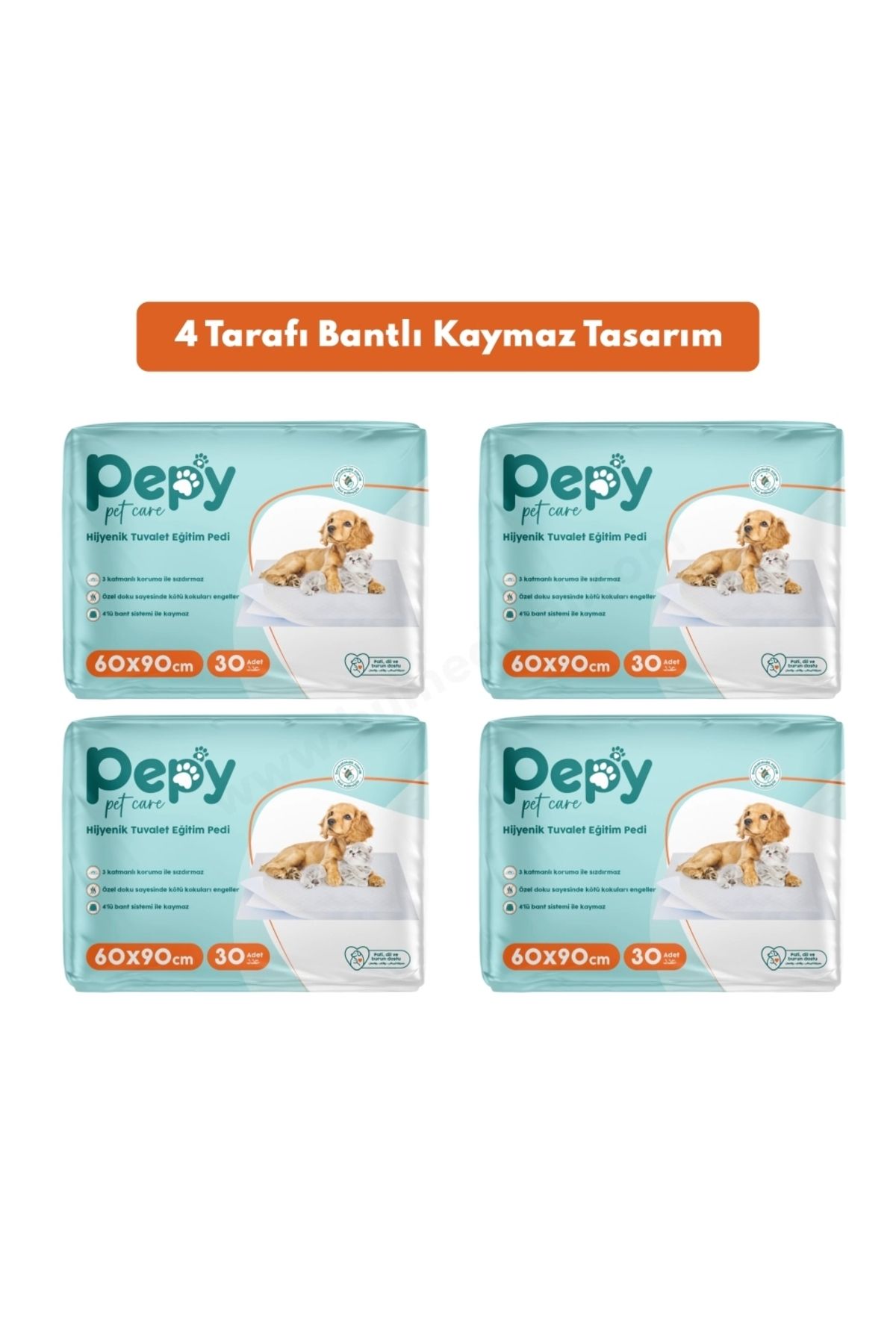 PEPY Kaydırmaz Hijyenik Tuvalet Eğitim Pedi 60x90cm 120 Adet - 4 Paket