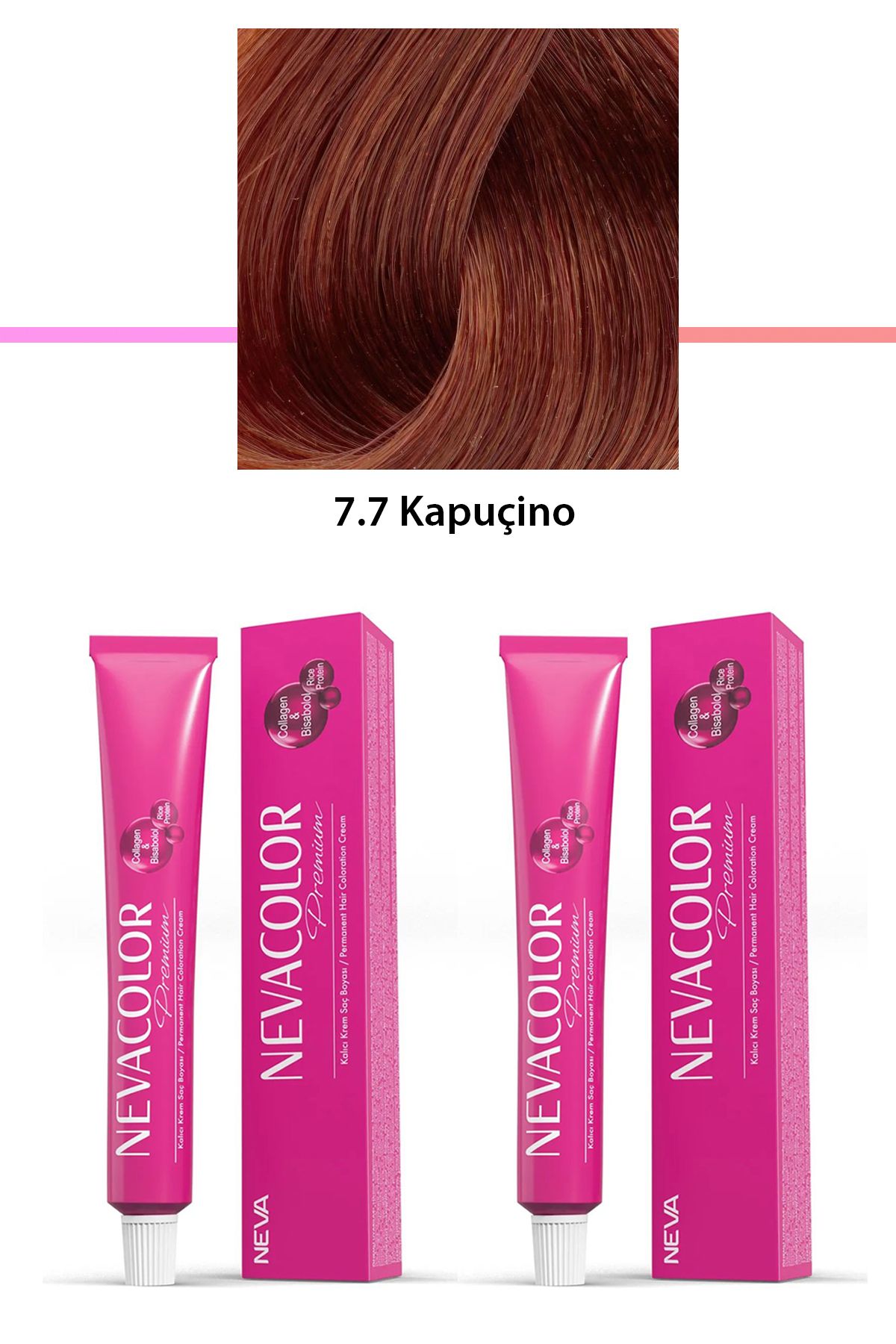 Neva Color 2 li Set Premium 7.7 Kapuçino - Kalıcı Krem Saç Boyası 2 X 50 g Tüp