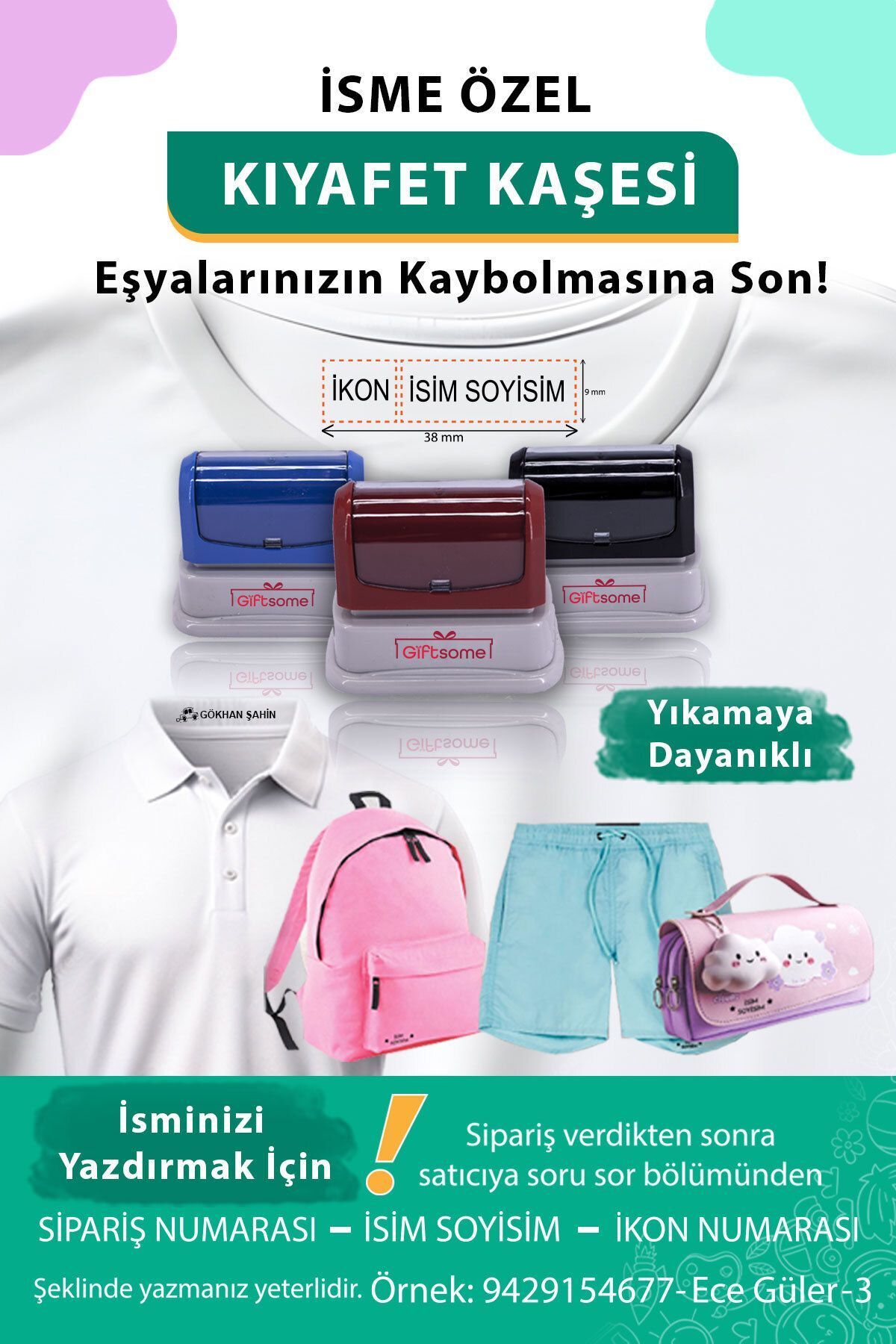 GIFTSOME Siyah- Elbise Isim Ve Kıyafet, Defter, Kitap Kaşesi, Okul Anaokulu Kreş , Etiket, Öğrenci Kaşesi