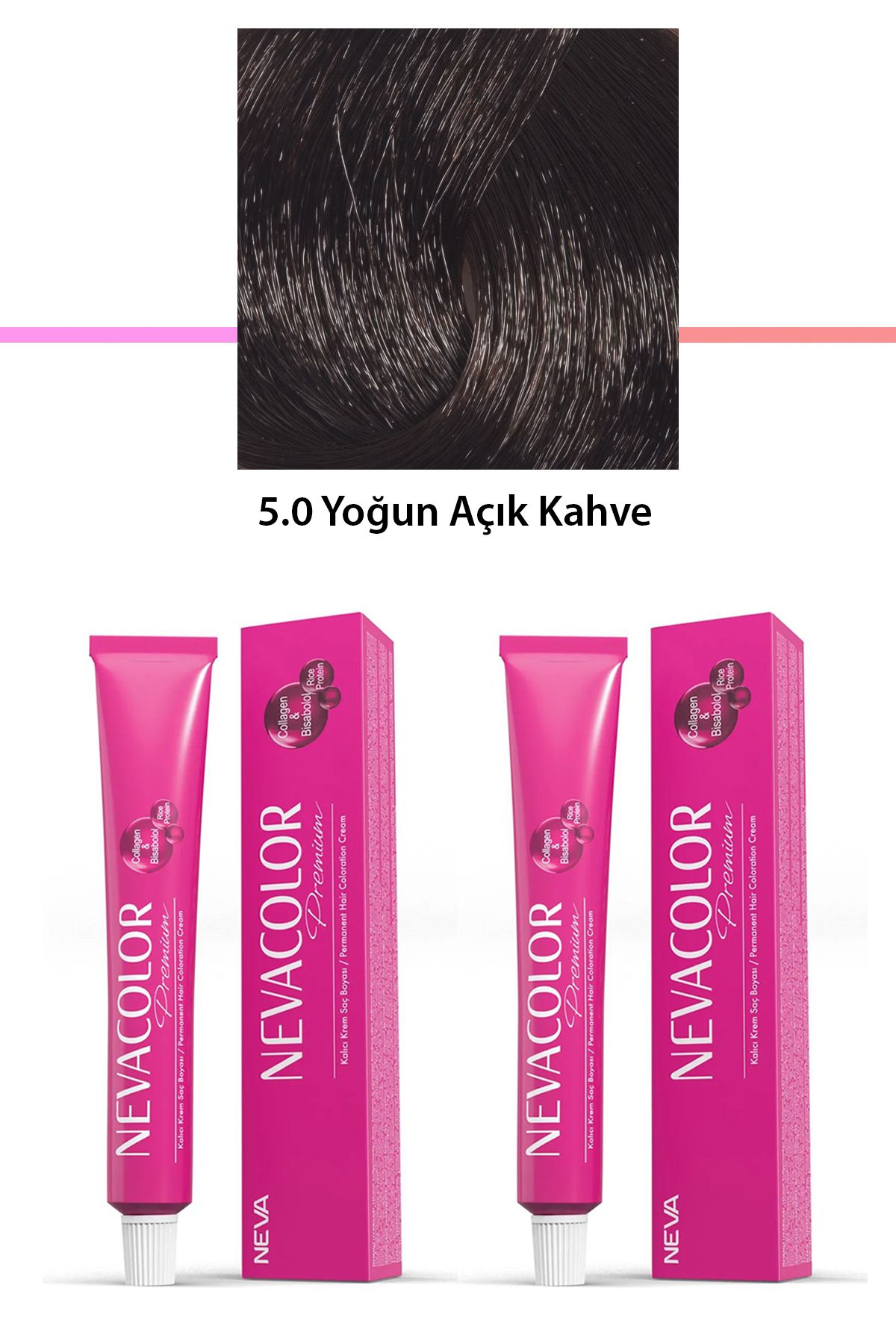 Kareem 2 li Set Premium 5.0 Yoğun Açık Kahve - Kalıcı Krem Saç Boyası 2 X 50 g Tüp