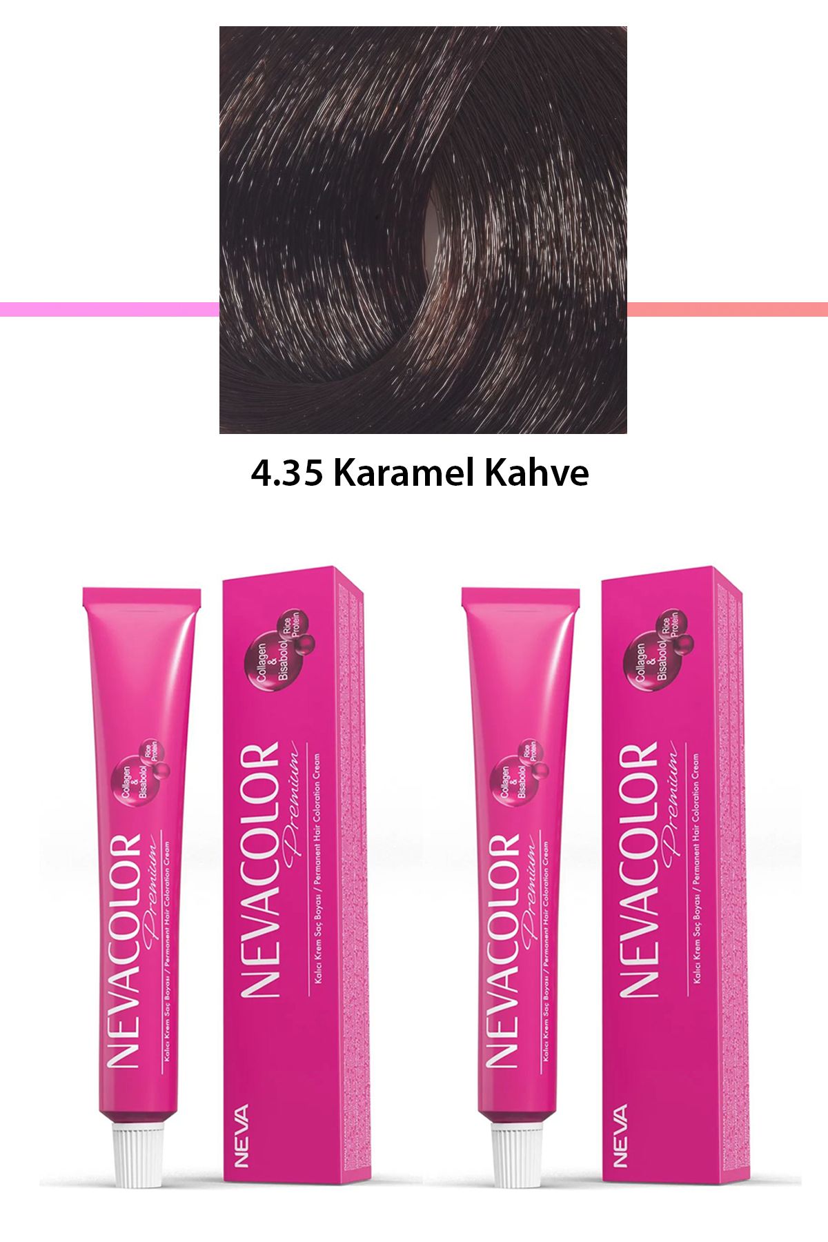 Kareem 2 li Set Premium 4.35 Karamel Kahve - Kalıcı Krem Saç Boyası 2 X 50 g Tüp