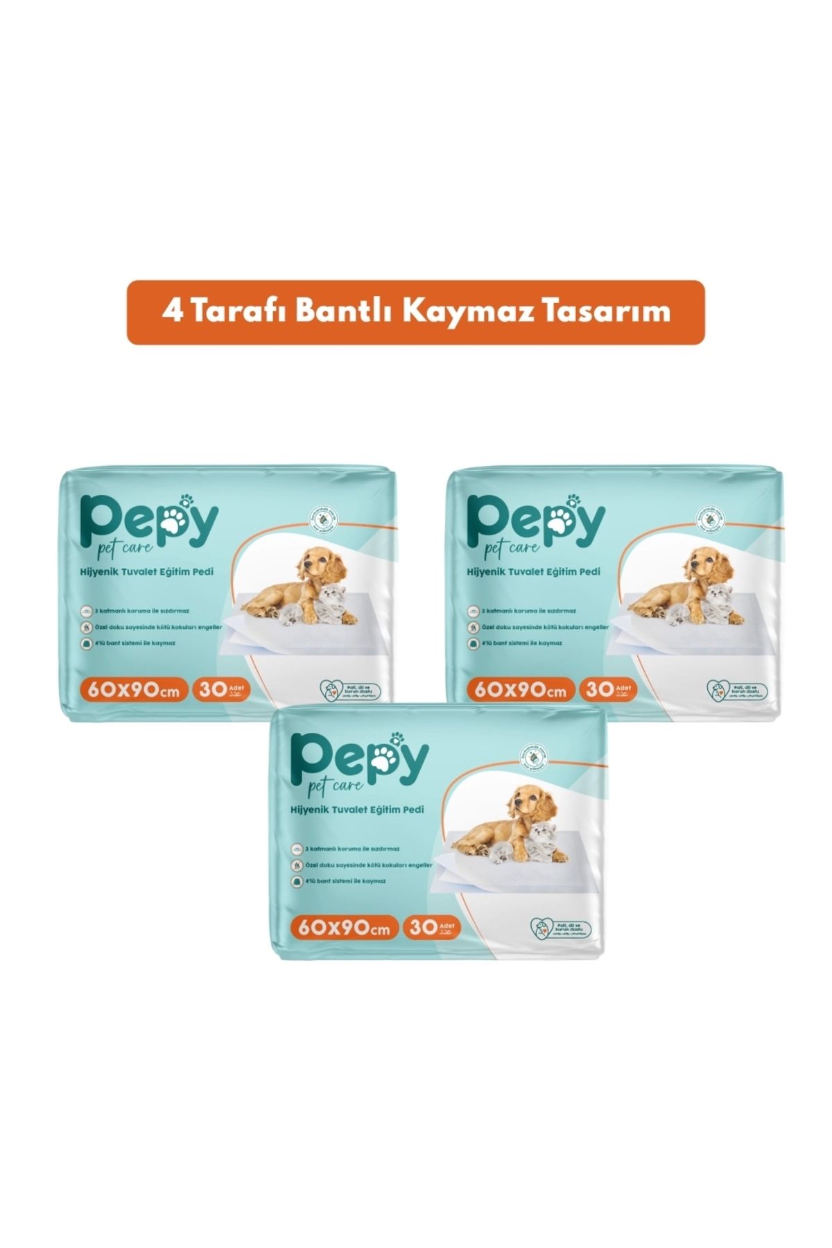 PEPY Kaydırmaz Hijyenik Tuvalet Eğitim Pedi 60x90cm 90 Adet - 3 Paket