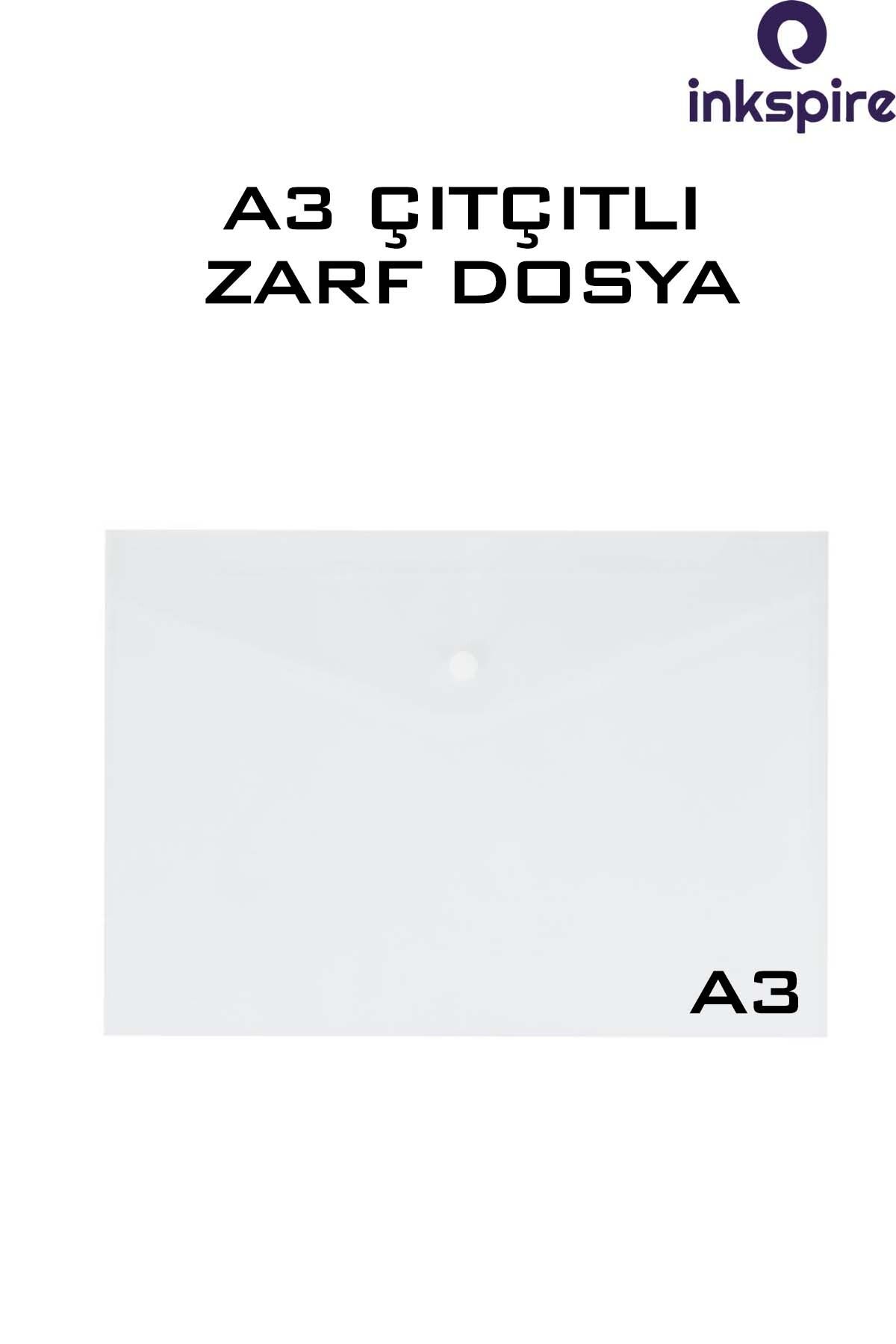 inkspire-A3 Transparent Snap Envelope File - 1 Piece, Large Size, Transparent, Buttoned 1