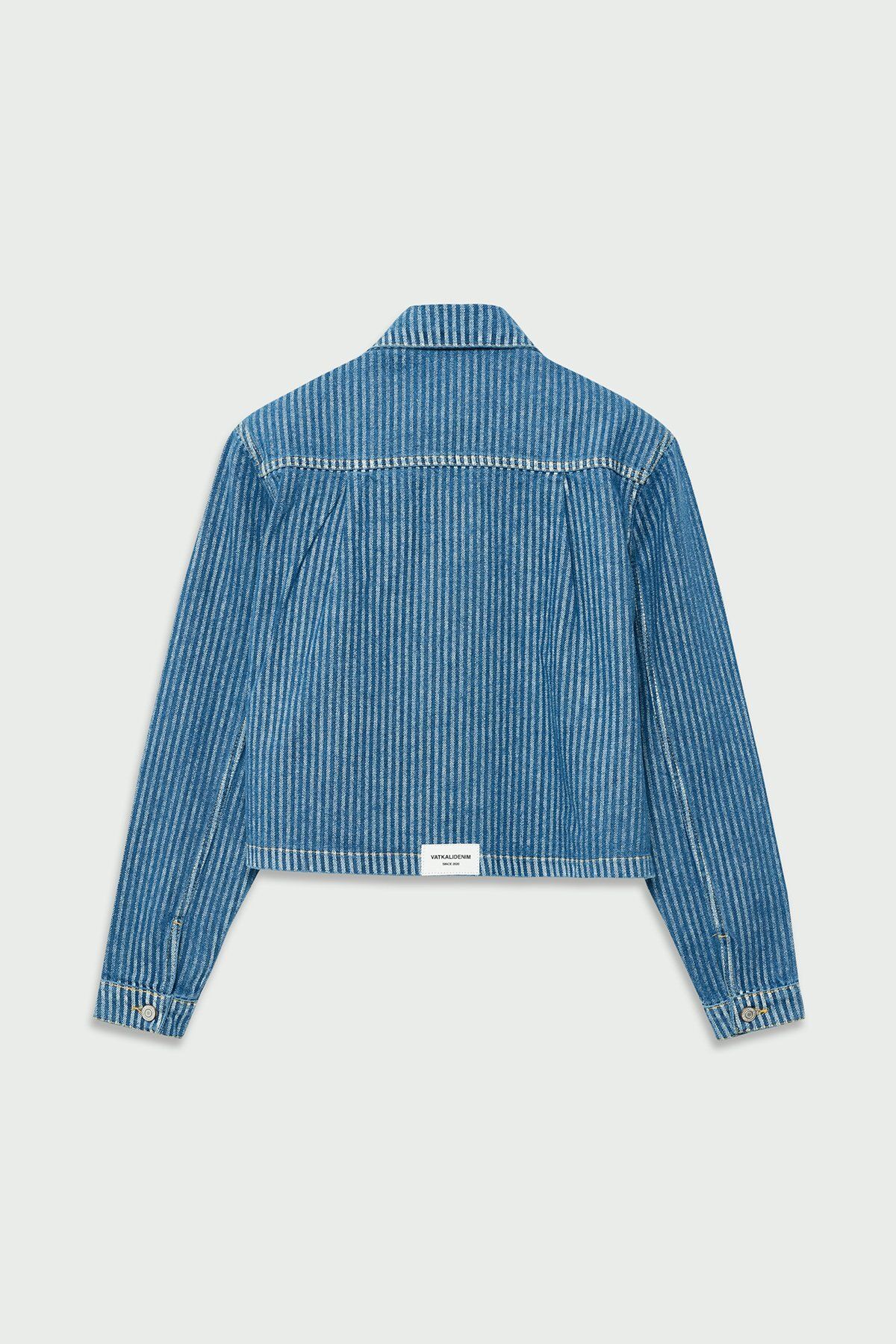 VATKALI-Jachetă crop din denim cu dungi 8