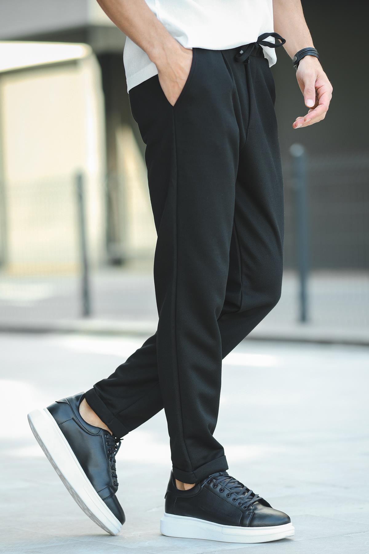 Oksit-Ανδρικό παντελόνι Jogger Carlino με ελαστική μέση με διπλό πόδι από ύφασμα Pique 2