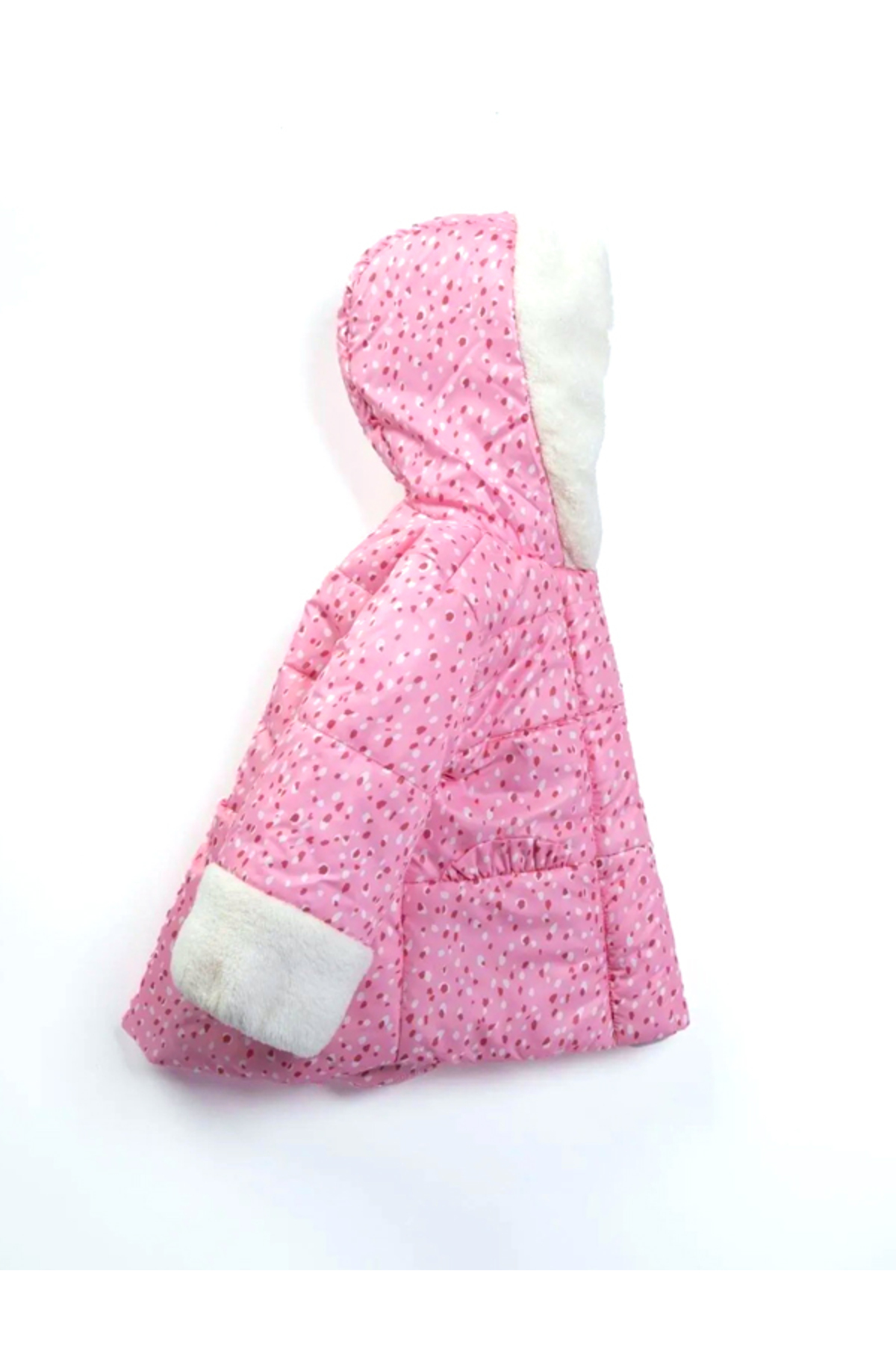 MDM Özel Havalı Kürk Detaylı Puanlı Fermuar Içi Polarlı Kapüşonlu Kışlık Içi Peluş Kız Bebek Mont Şişme fotoğrafı 4 (önizleme)