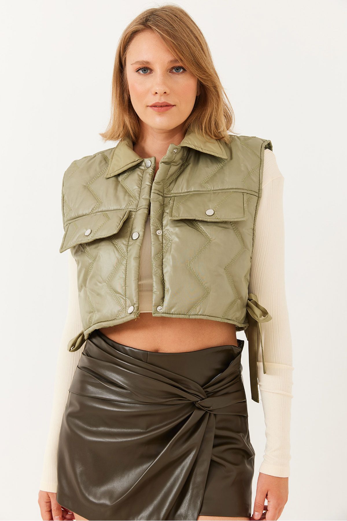 Bianco Lucci-Női steppelt Crop mellény 60251835 5