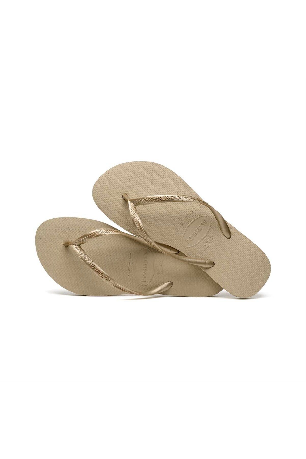Havaianas-Papuci subțiri de culoare galben auriu 8