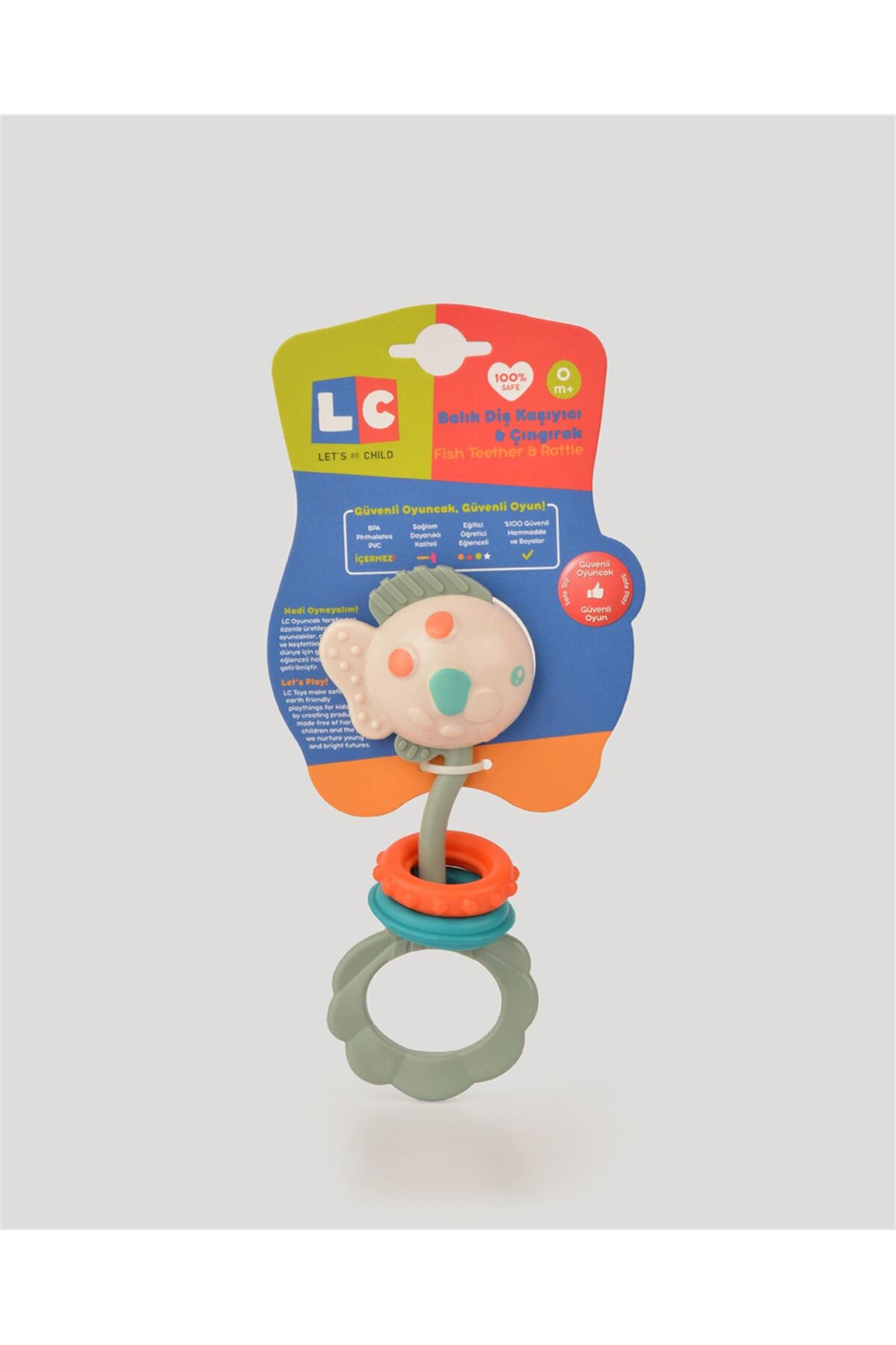 let's be child Lc Balık Diş Kaşıyıcı & Çıngırak - Gri fotoğrafı 2 (önizleme)