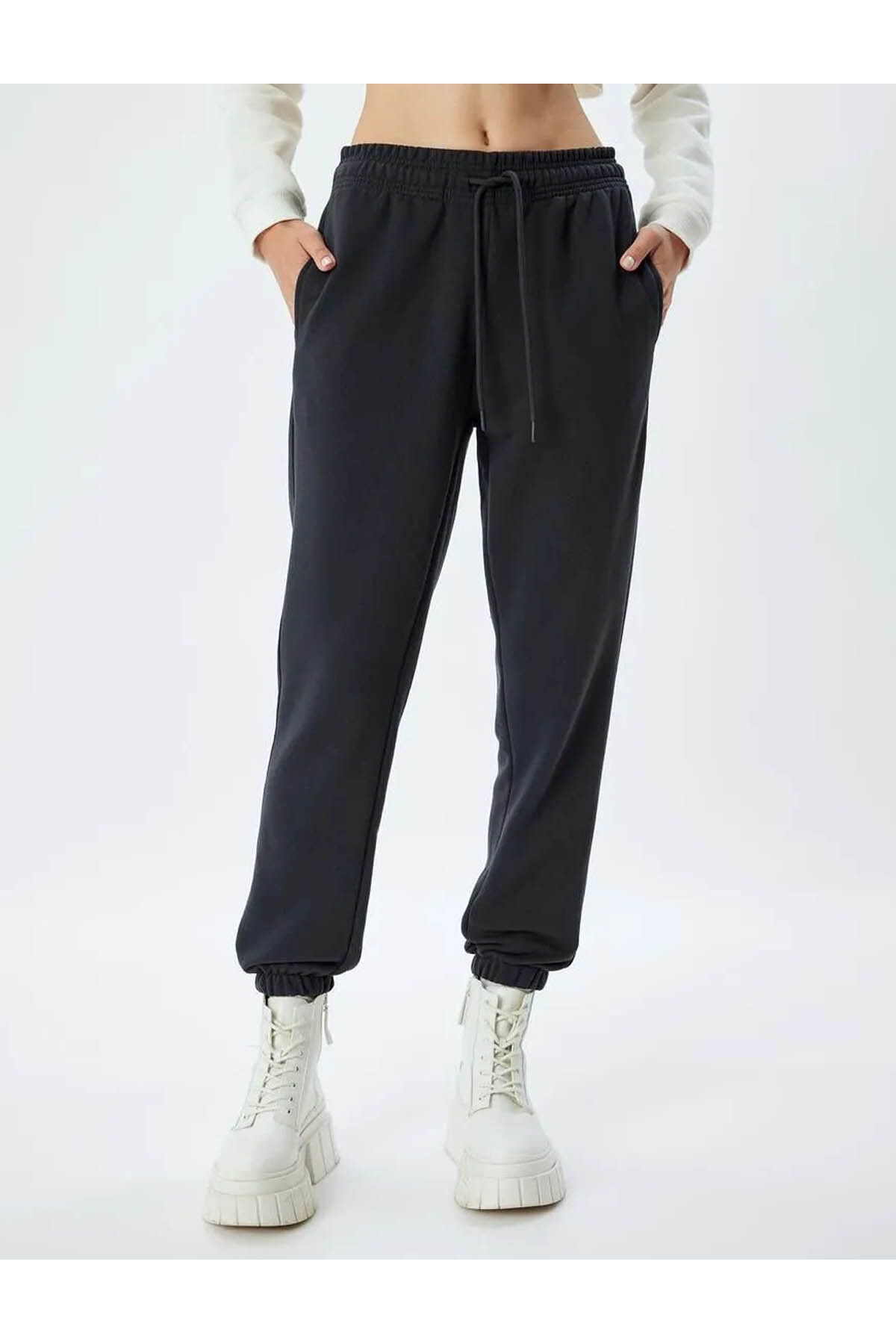 Koton-Comfortable FitJoggerSweatpants - Pocket Detailed, Lace-up Waist, Ribbed 2